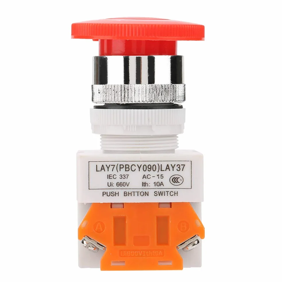 Samoblokujący Wyłącznik Awaryjny, Grzybkowy Wyłącznik Krańcowy Przełączniki Przemysłowe Mocowanie 22 Mm LAY37 11ZS