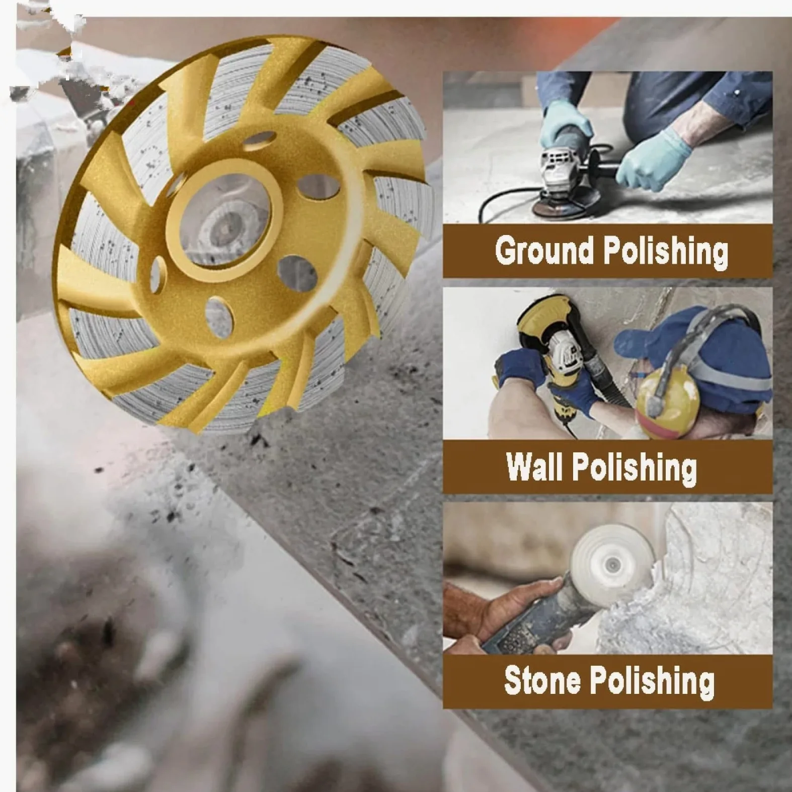 Diamentowe tarcze tnące do szlifierki kątowej， 100mm/125mm/150mm/180mm Diamentowa tarcza szlifierska w kształcie misy Betonowa tarcza szlifierska do granitu, kamienia, ceramiki, 180mm(100mm)