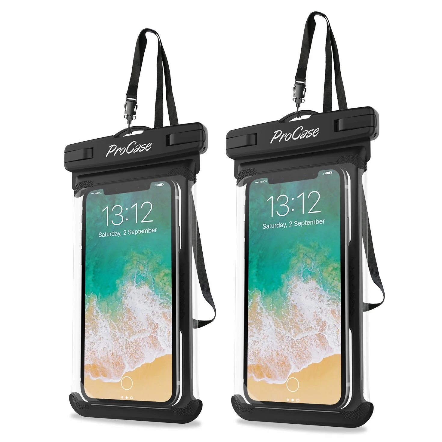 ProCase wodoodporne etui na telefon IPX8 do iPhone 15 14 13 12 Pro Max Samsung Galaxy S24 S23 Ultra S22 A54 7 cali czarne