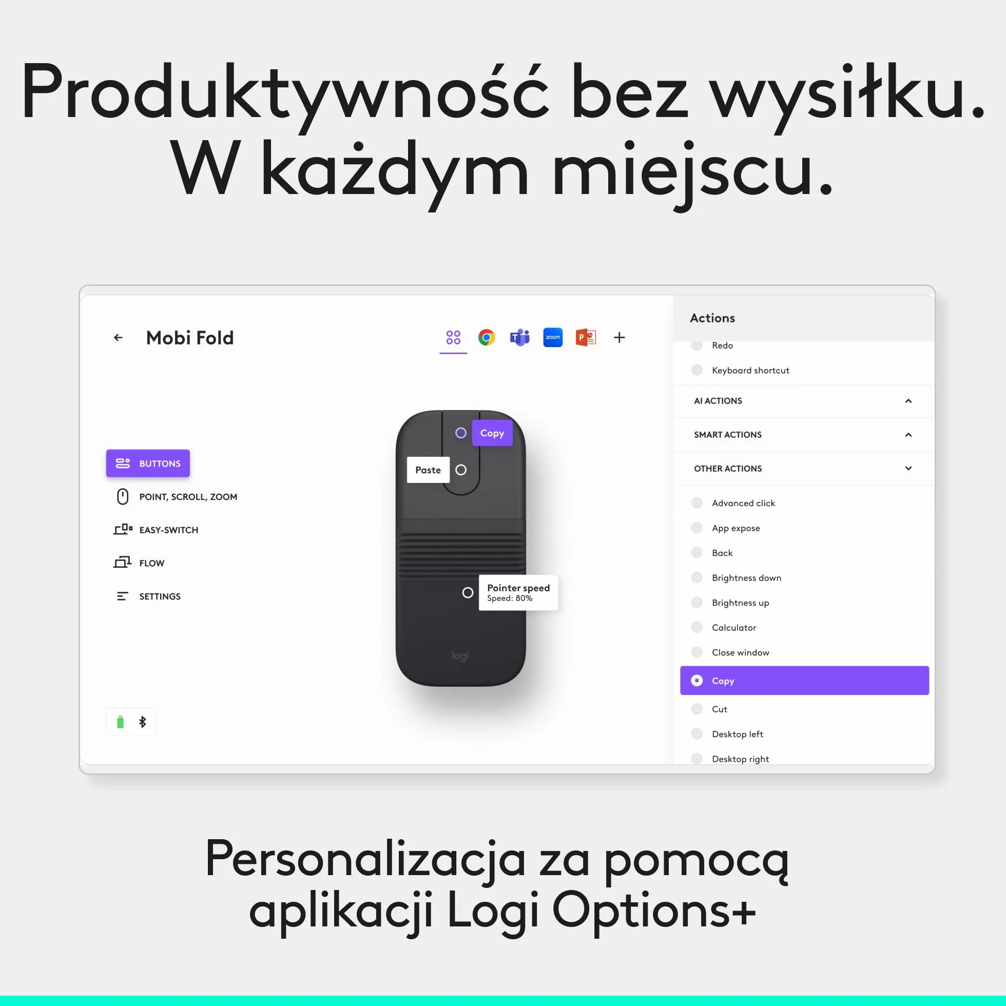 Logitech Mobi Fold przenośna mysz Bluetooth 4K DPI czarna