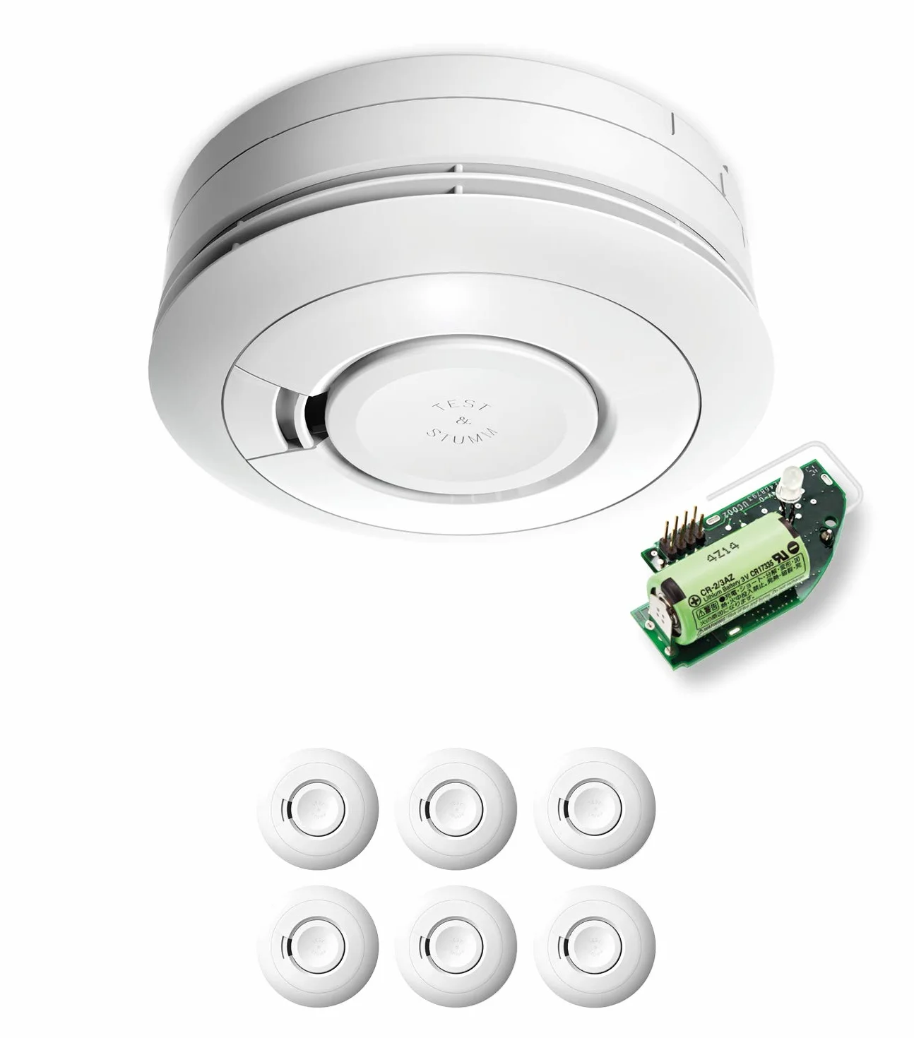 Ei Electronics Ei650RF radiowy czujnik dymu, zestaw z bezprzewodowym czujnikiem dymu i modułem radiowym, w zestawie 6 sztuk, zwycięzca testu Stiftung Warentest z baterią, na 10 lat, biały