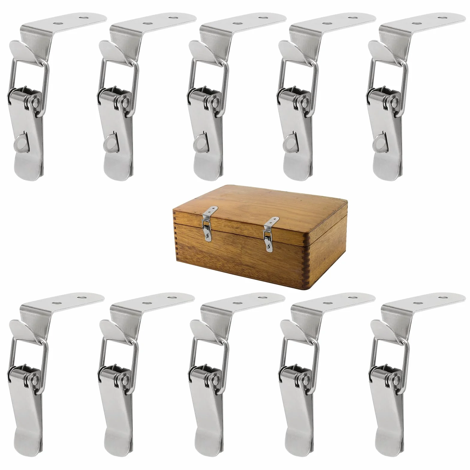 10 sztuk wytrzymałych zapięć zaciskowych 76,5 x 24 mm, małe zapięcie narożne, zapięcie zatrzaskowe z zabezpieczeniem, zamknięcie skrzynek do przyczep, zamknięcia ścianek pokładowych, szafek, skrzynek