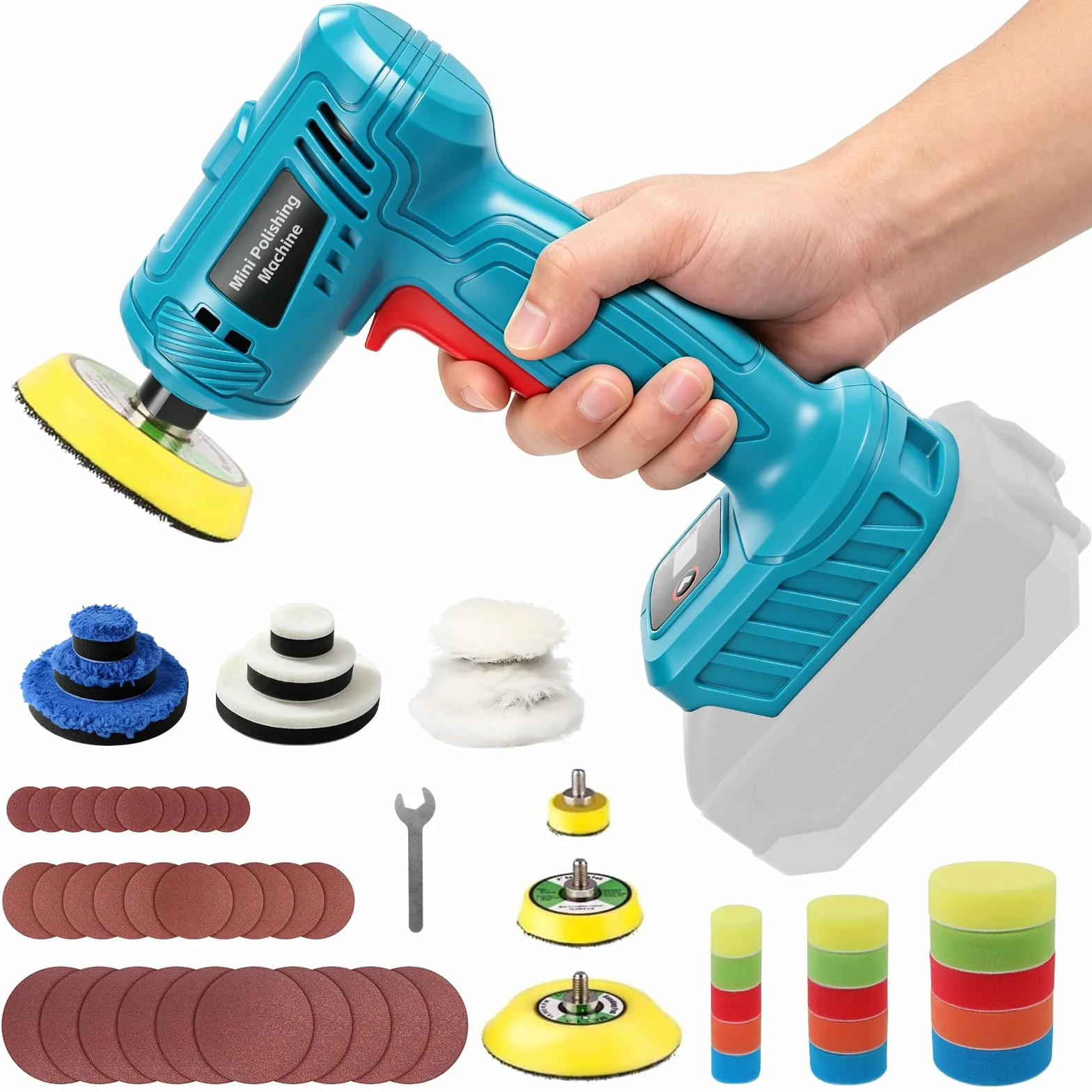 Mini polerka kompatybilna z Makita 18 V, mała akumulatorowa szlifierka pneumatyczna 25 mm, 50 mm, 75 mm, szlifierka mimośrodowa, zestaw do polerowania samochodu (bez baterii i ładowarki)