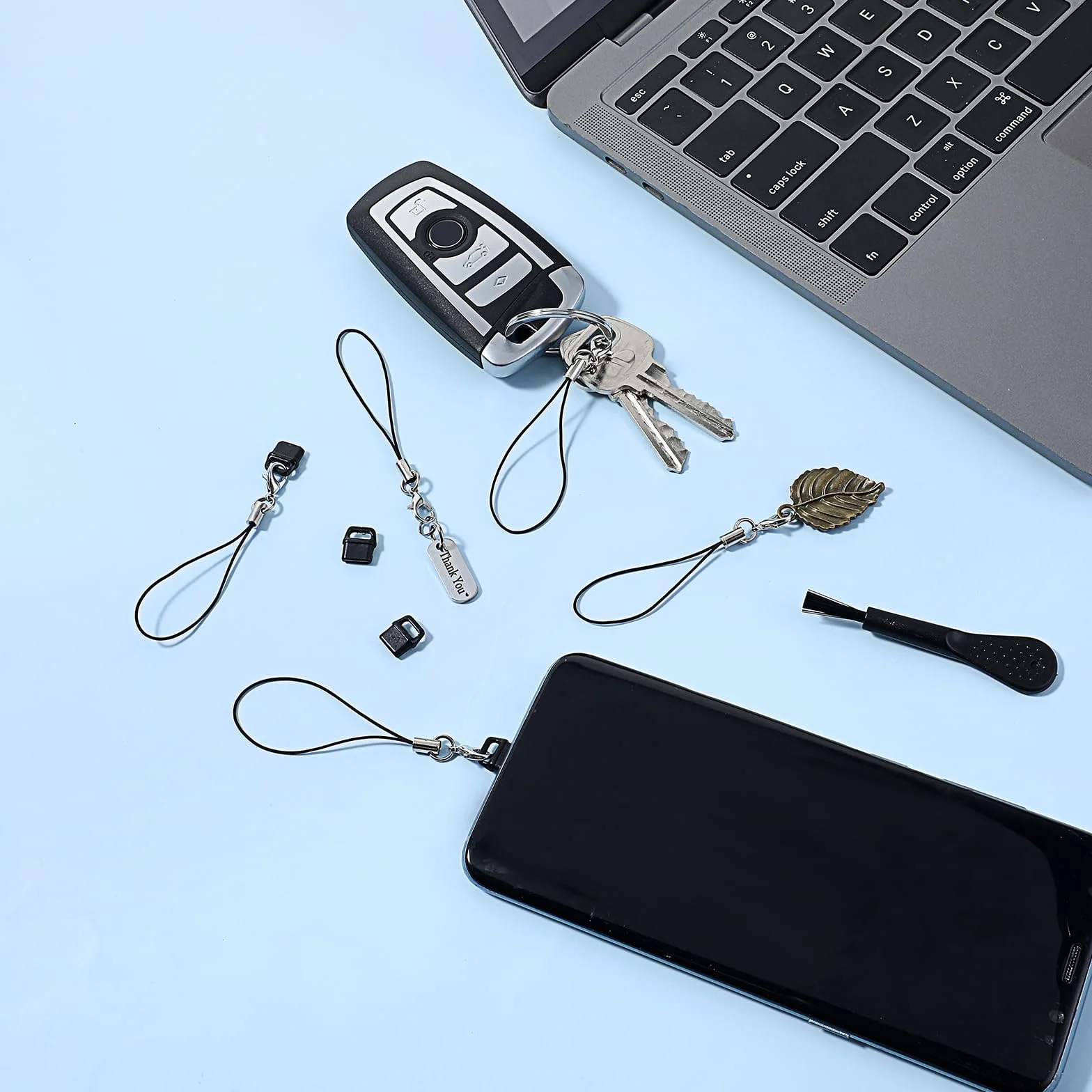 Osłony przeciwkurzowe USB C 10 sztuk z paskiem i szczoteczką czarny