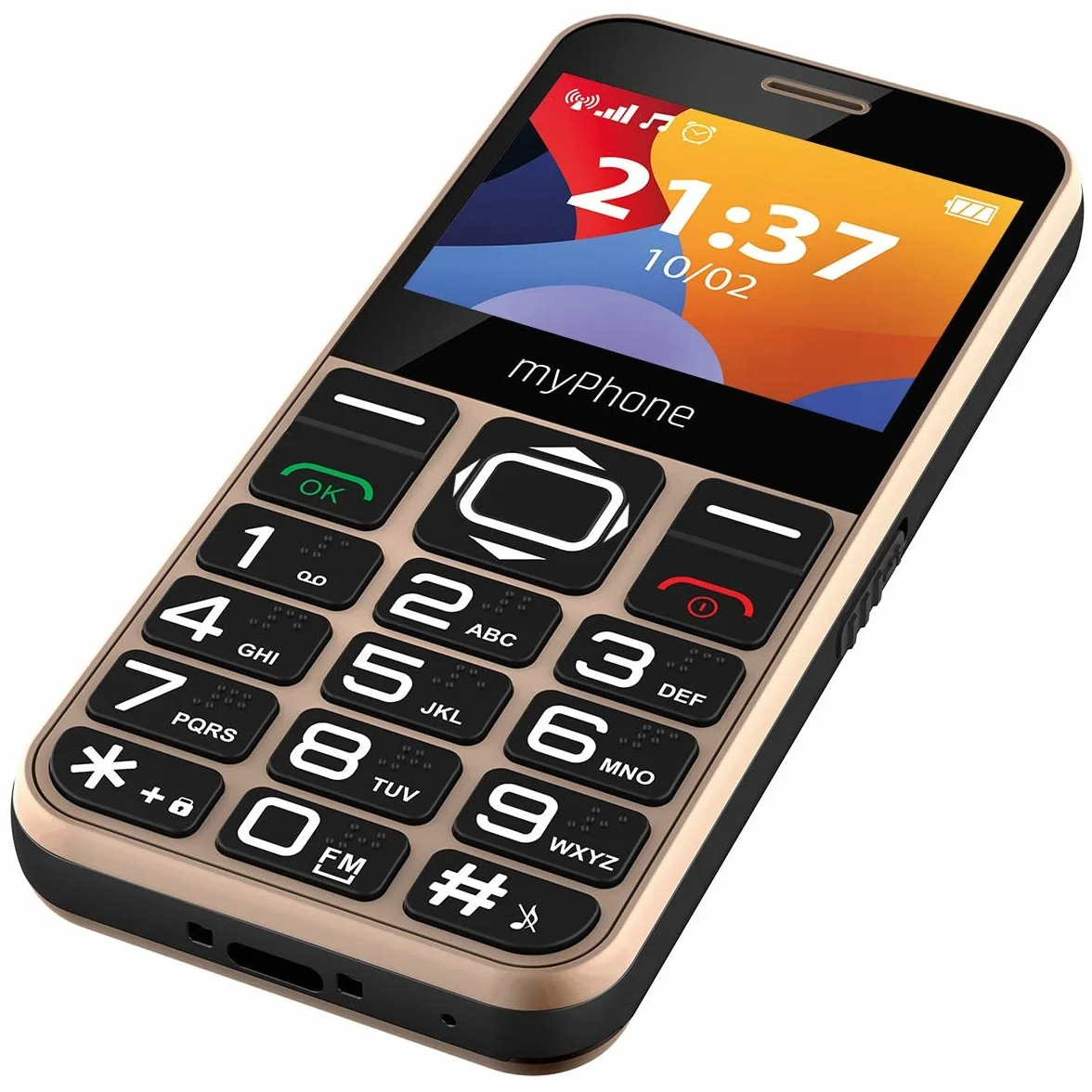 myPhone Halo 3 klasyczny telefon dla seniora z przyciskiem SOS, duże klawisze, wyświetlacz 2,3 cala, złoty