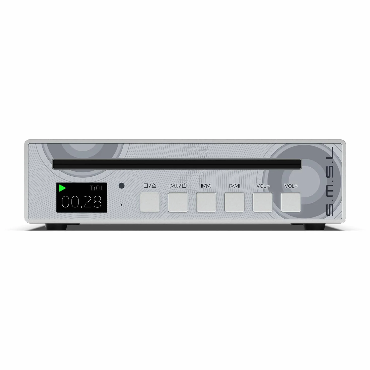 S.M.S.L PL100 Odtwarzacz CD z wyjściem słuchawkowym 3,5 mm, RCA, optycznym, koncentrycznym, obsługuje MQA, srebrny