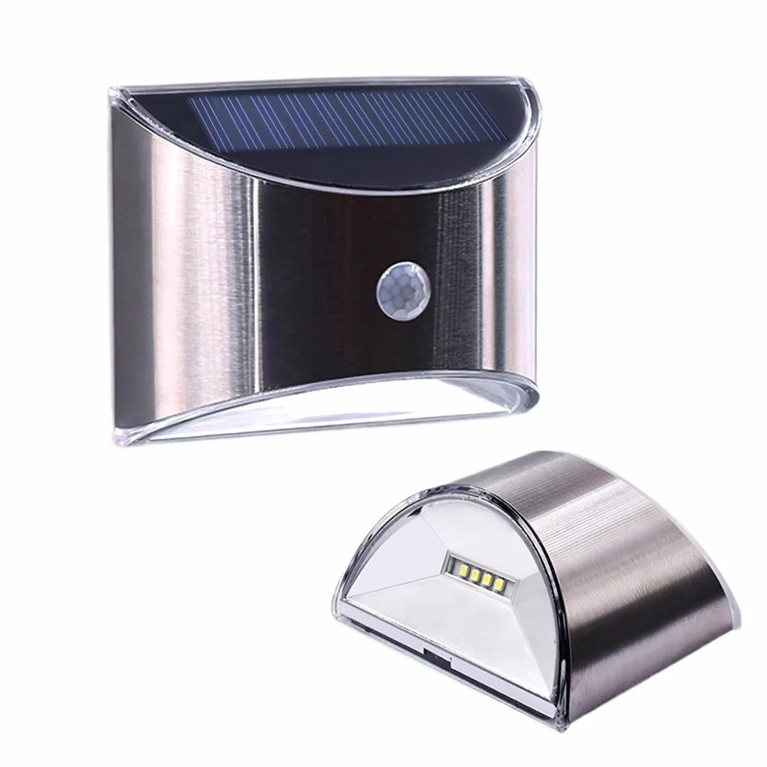 Lampa solarna LED, czujnik ruchu PIR, wodoodporne, zewnętrzne lampy ścienne, powłoka ze stali nierdzewnej, oświetlenie do ogrodu, użytku domowego (4 szt., styl 2)