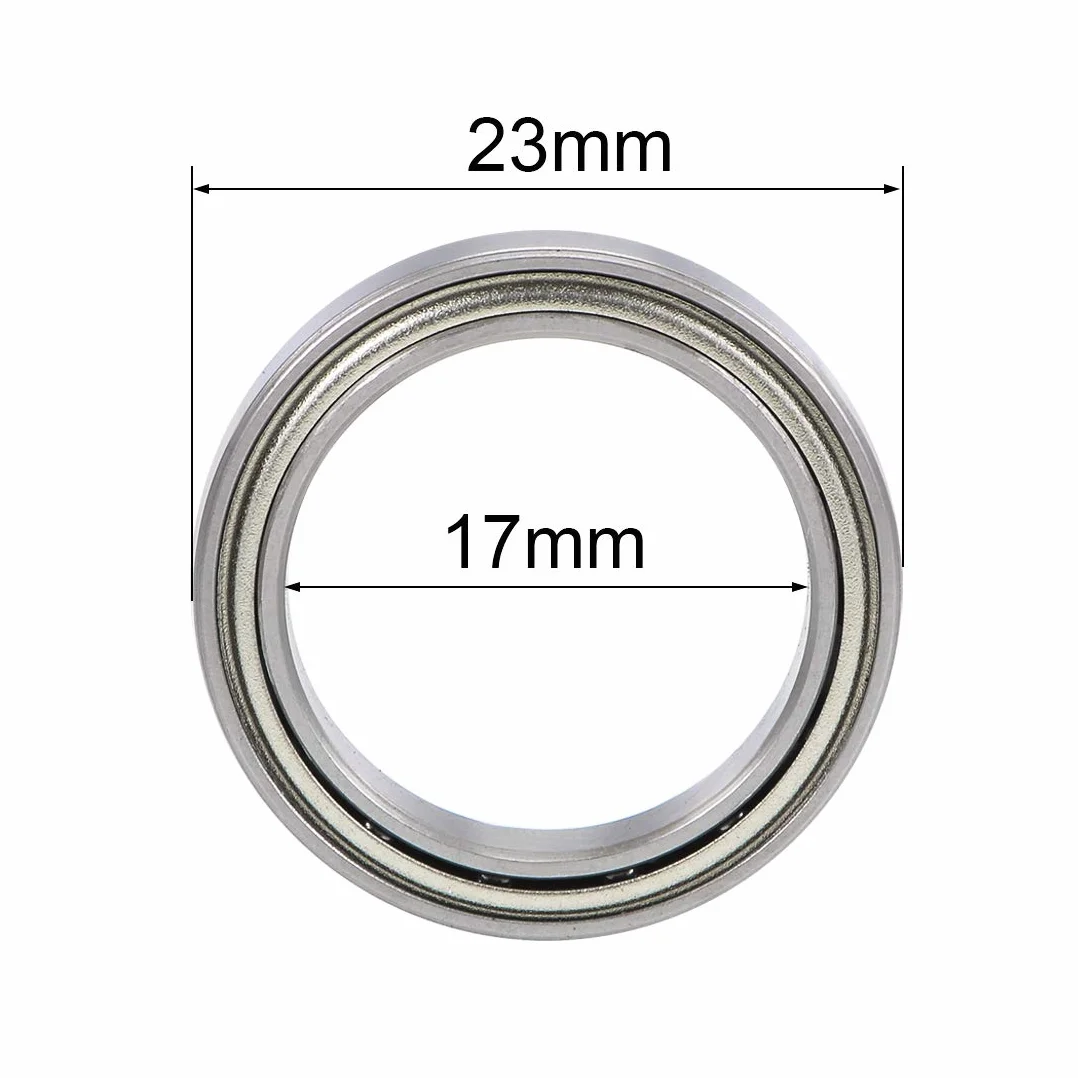 sourcing map 5 szt. 6703ZZ podwójnie ekranowane łożyska kulkowe zwykłe Z2 17 mm x 23 mm x 4 mm stal chromowana
