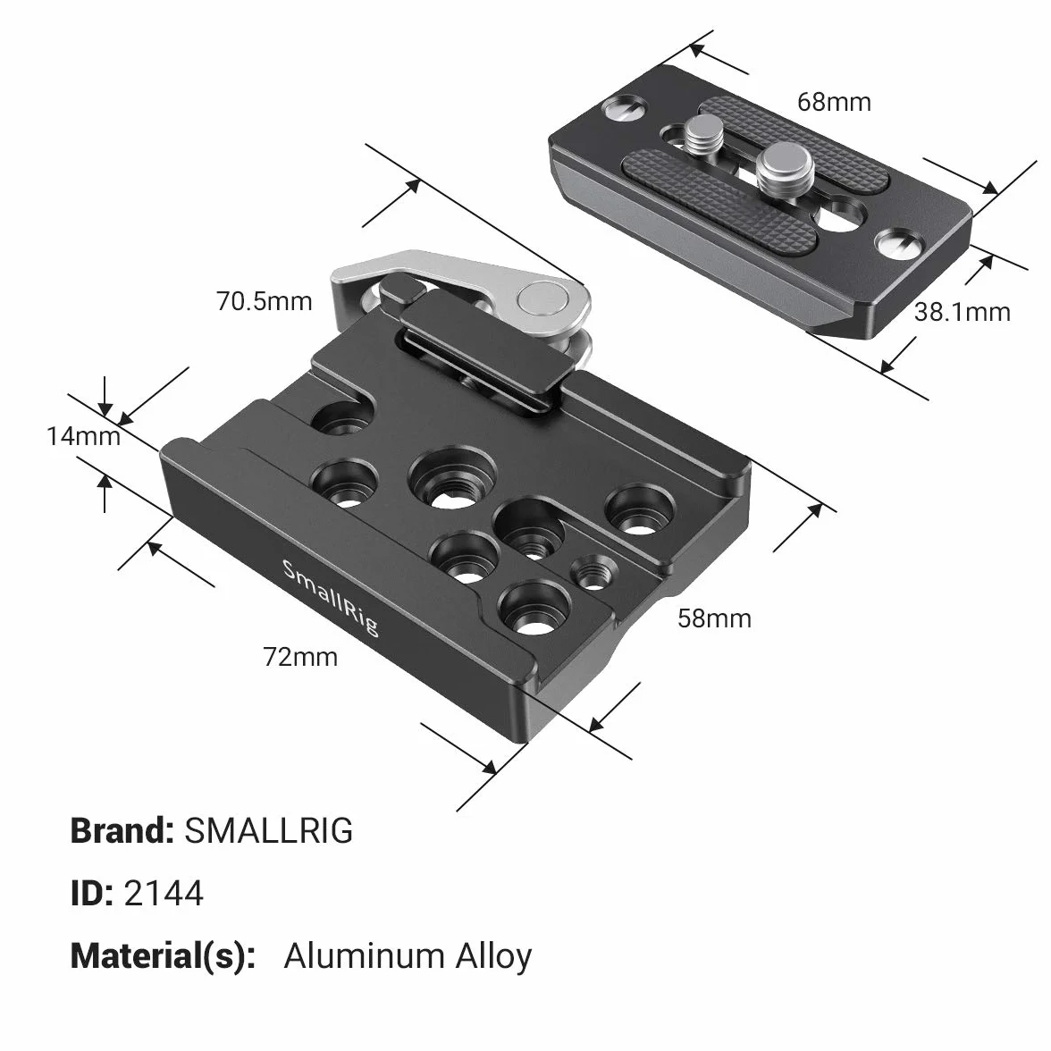 SMALLRIG Quick Release Clamp and Plate Zacisk i Płytka Arca Swiss Standard 2144B