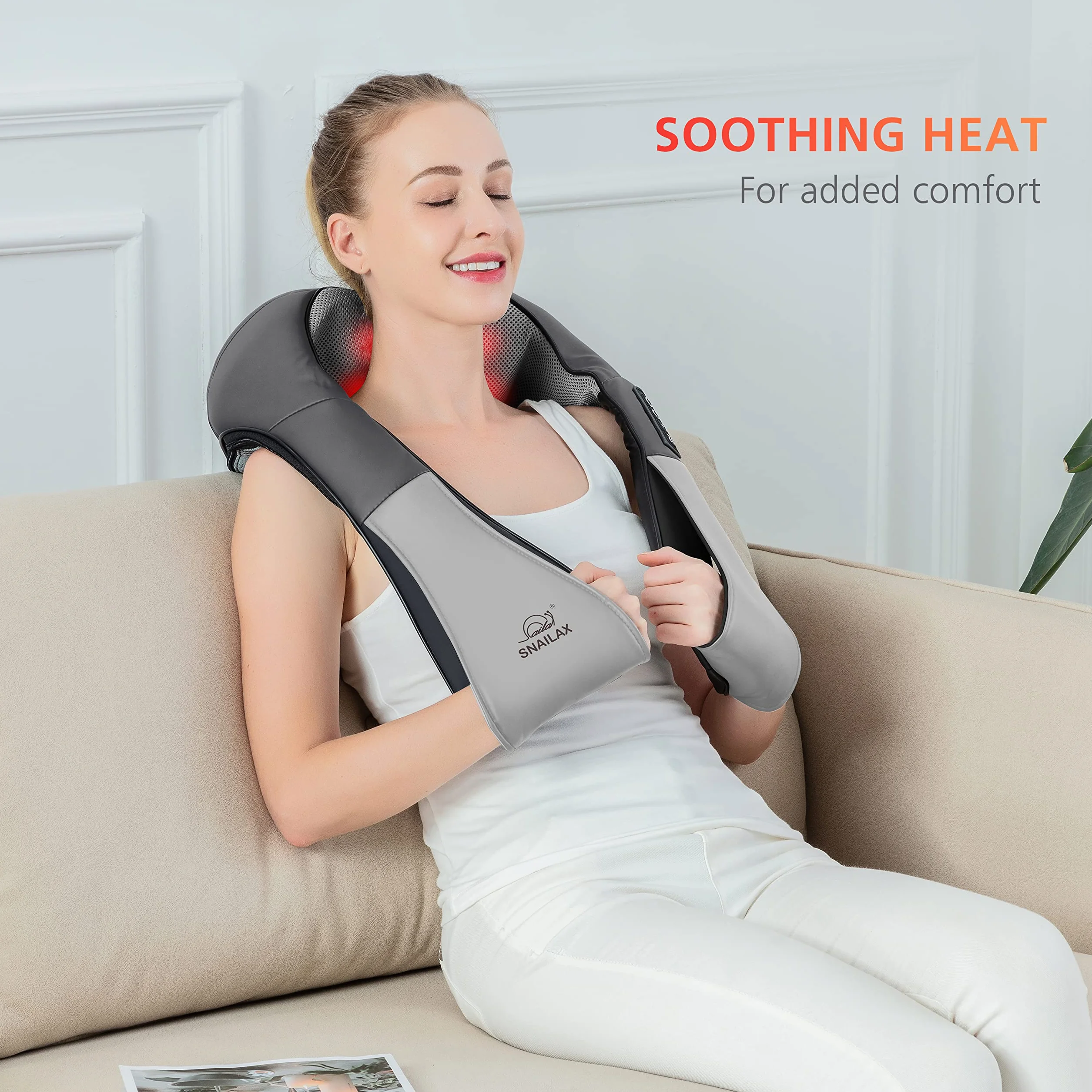 Snailax Shiatsu urządzenie do masażu karku, ramion, pleców, elektryczne, rotacyjne 4D, prezent dla mężczyzn i kobiet