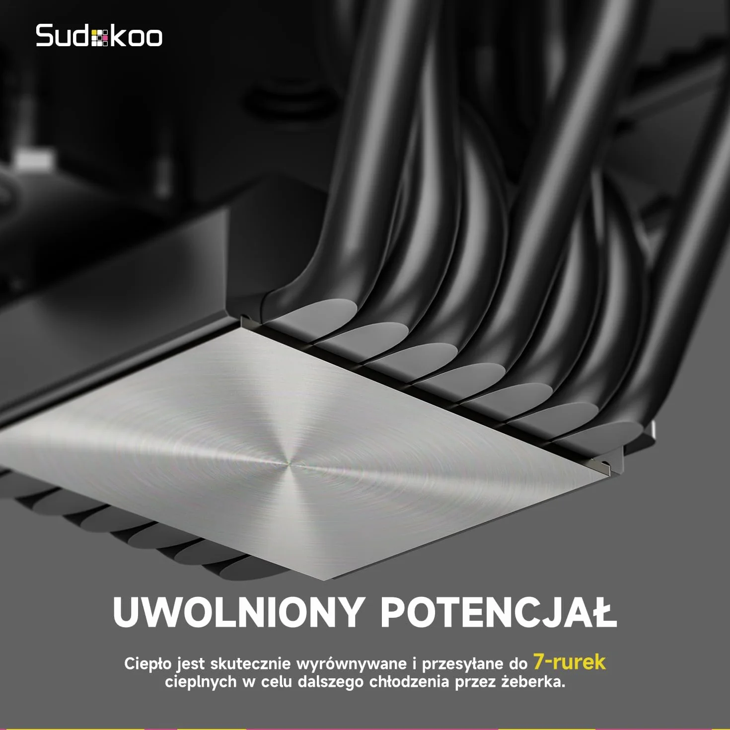 Sudokoo SK700V Chłodzenie CPU AM5, Wieża Pojedyncza, Wentylator 120mm FDB PWM, Czarny