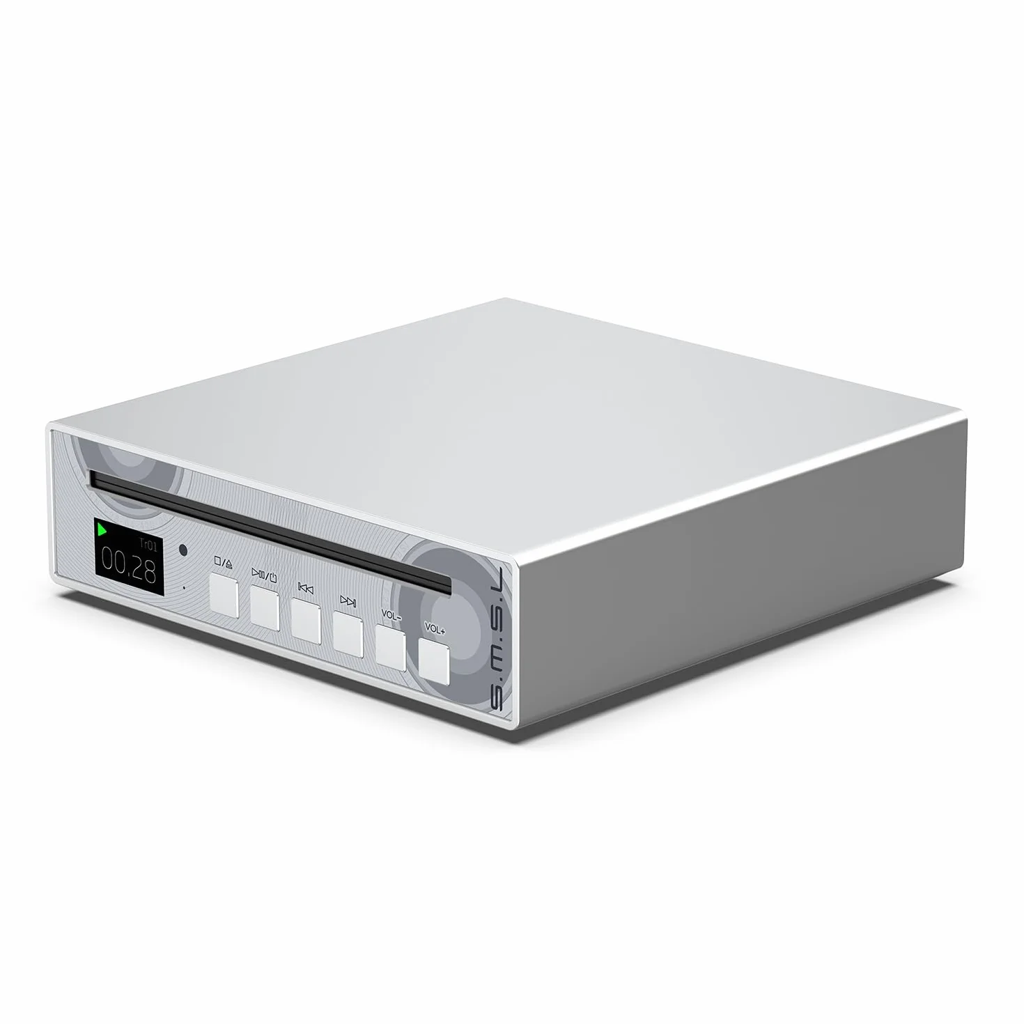 S.M.S.L PL100 Odtwarzacz CD z wyjściem słuchawkowym 3,5 mm, RCA, optycznym, koncentrycznym, obsługuje MQA, srebrny