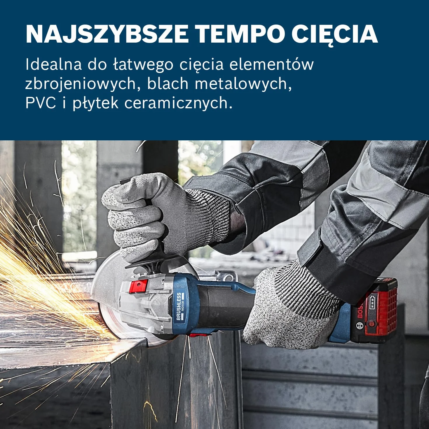 Bosch Professional 18 V firmy Bosch: akumulatorowa szlifierka kątowa GWS 18V-8 (Ø tarczy 125 mm, walizka L-BOXX)