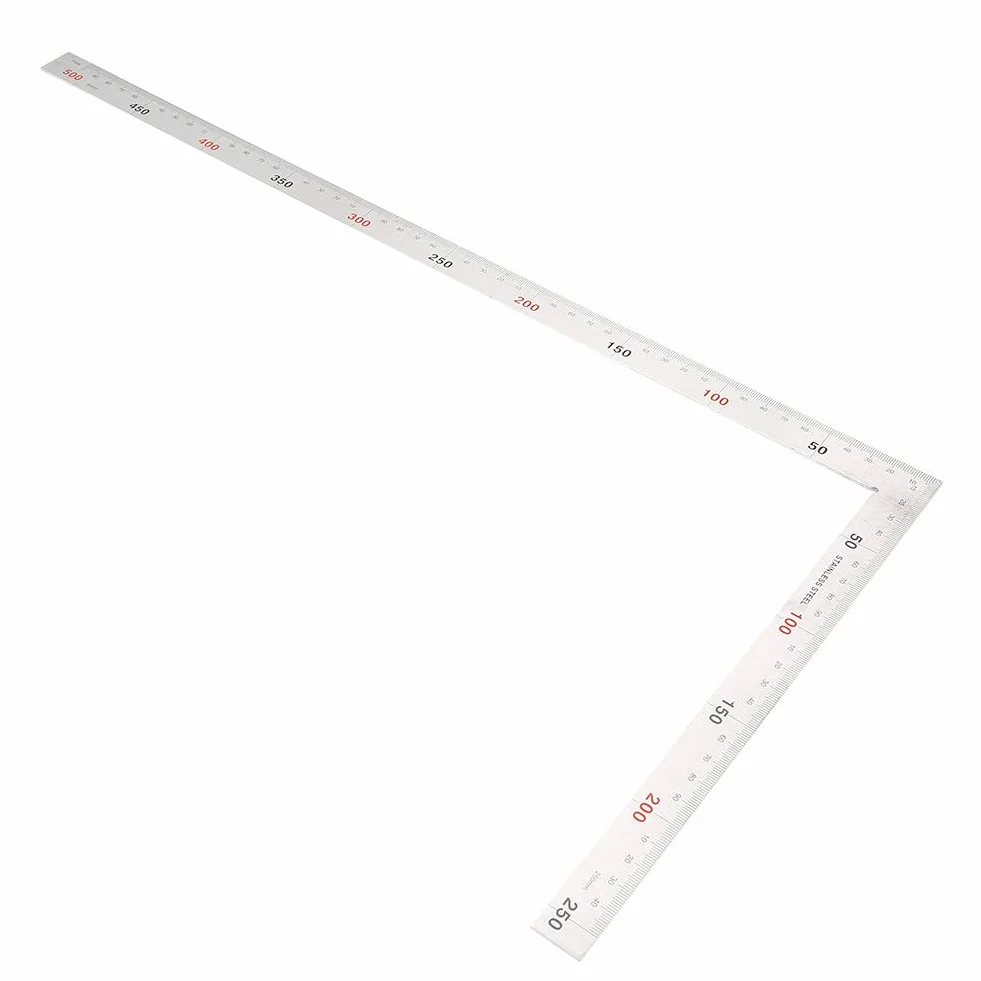 Kwadratowa linijka w kształcie litery L rama kwadratowa linijka kątownik prosty linijka w kształcie litery L stal nierdzewna obróbka drewna kwadratowe narzędzie (500 mm * 250 mm)