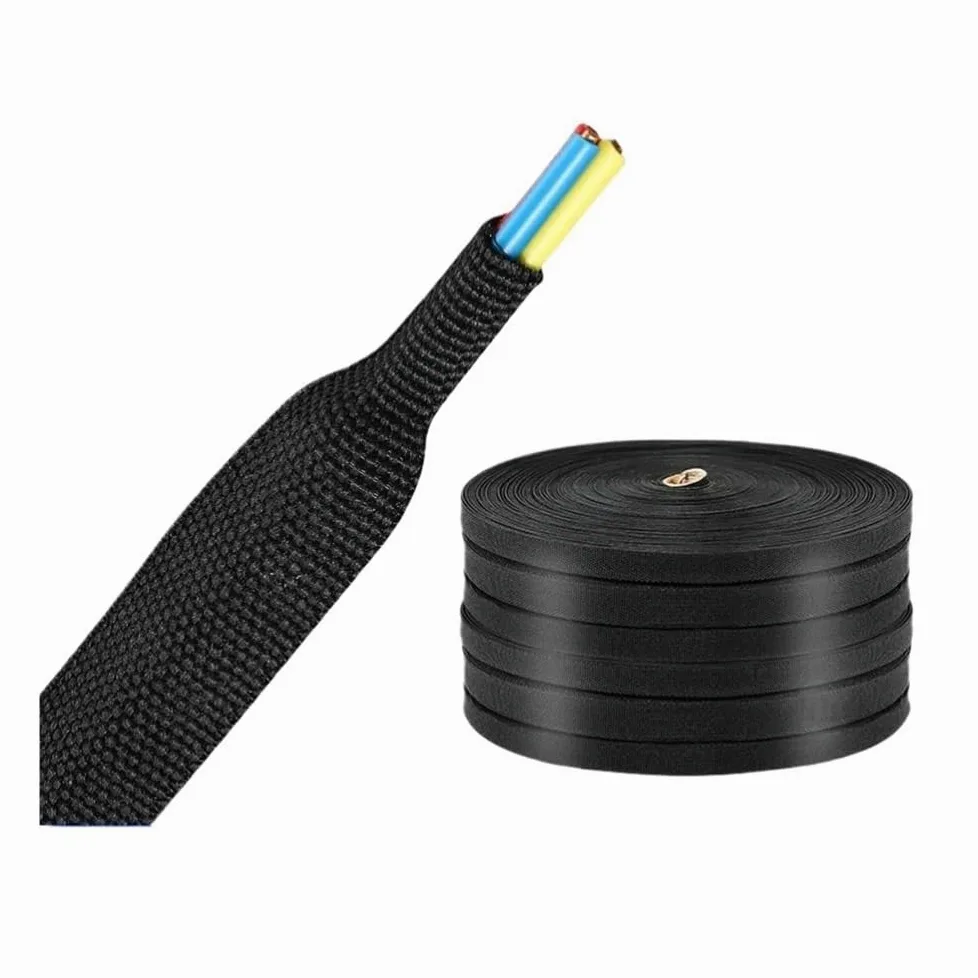 Wąż termokurczliwy, pleciona tuleja kablowa, 6 ~ 30 mm, izolacja, trudnopalny nawijanie drutu, ochrona, PET, organizer do przewodów samochodowych (średnica wewnętrzna 25 mm, 30 m)