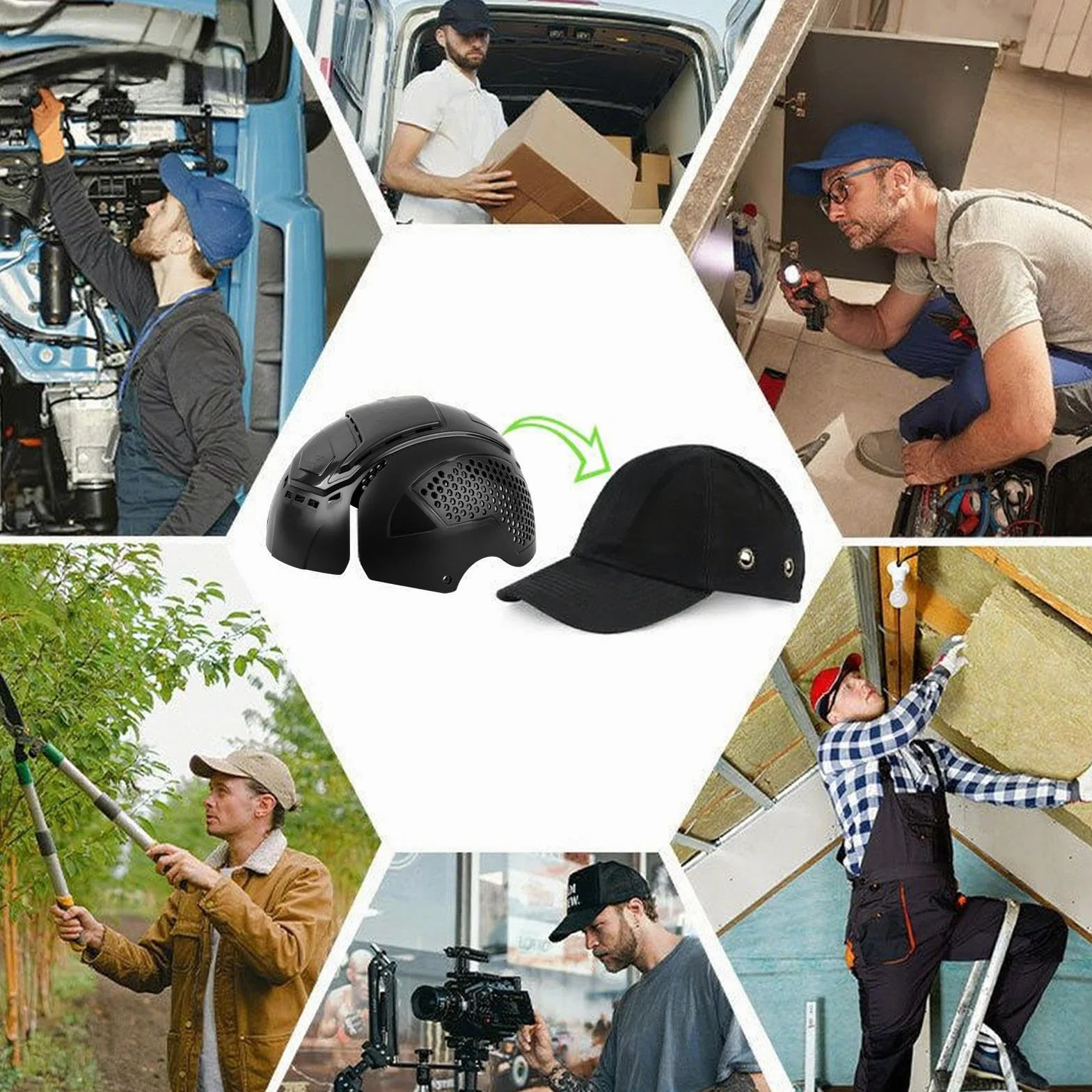 Bump Caps Insert - Breathable Safety Helmet, 6.69×8.27×4.72 Inches Protective Work Cap Supplies for Training, Workshop, Processing, Falls, Accidents, Airsoft, or Sweat Absorption, Lightweight