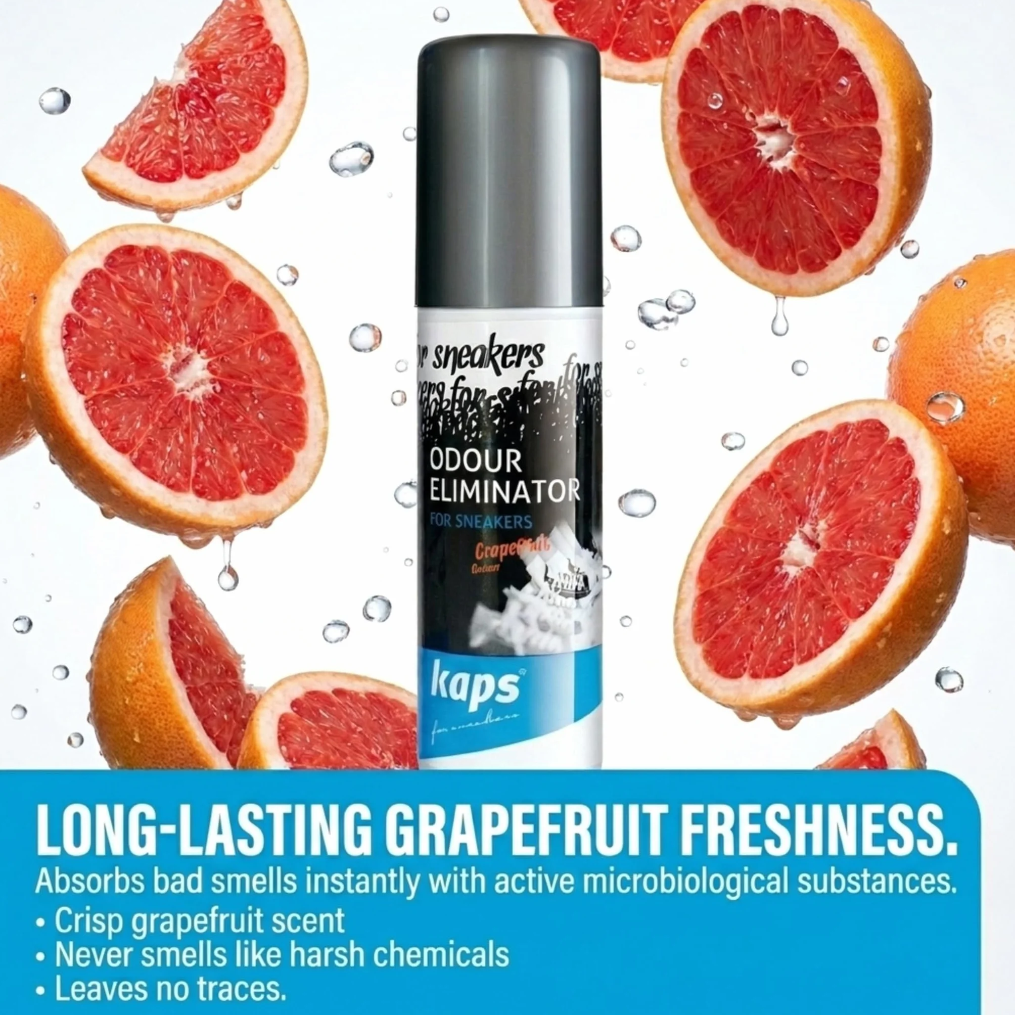Sneakers Odour Eliminator - Odświeżacz Dezodorant do Sneakersów i Obuwia Codziennego, Zapach grejpfruta, z Nanocząsteczkami Srebra