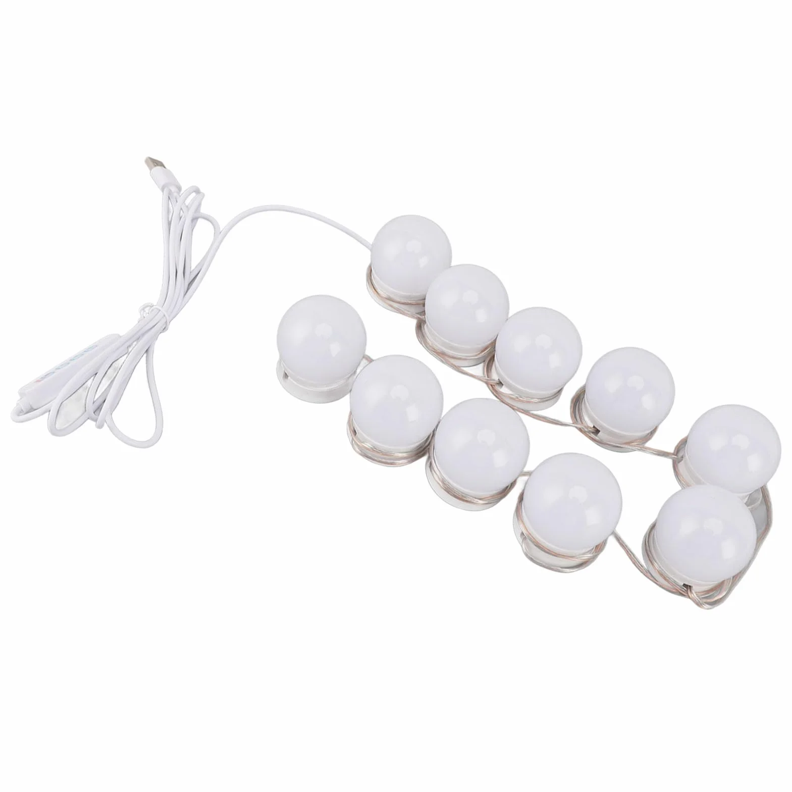 Lampki Toaletkowe LED z 10 ściemnialnymi żarówkami, Lampki Toaletkowe w Stylu Hollywoodzkim, Regulowane Białe i Jasne światła Lustrzane USB, Przyklejane do Makijażu, Garderoby,