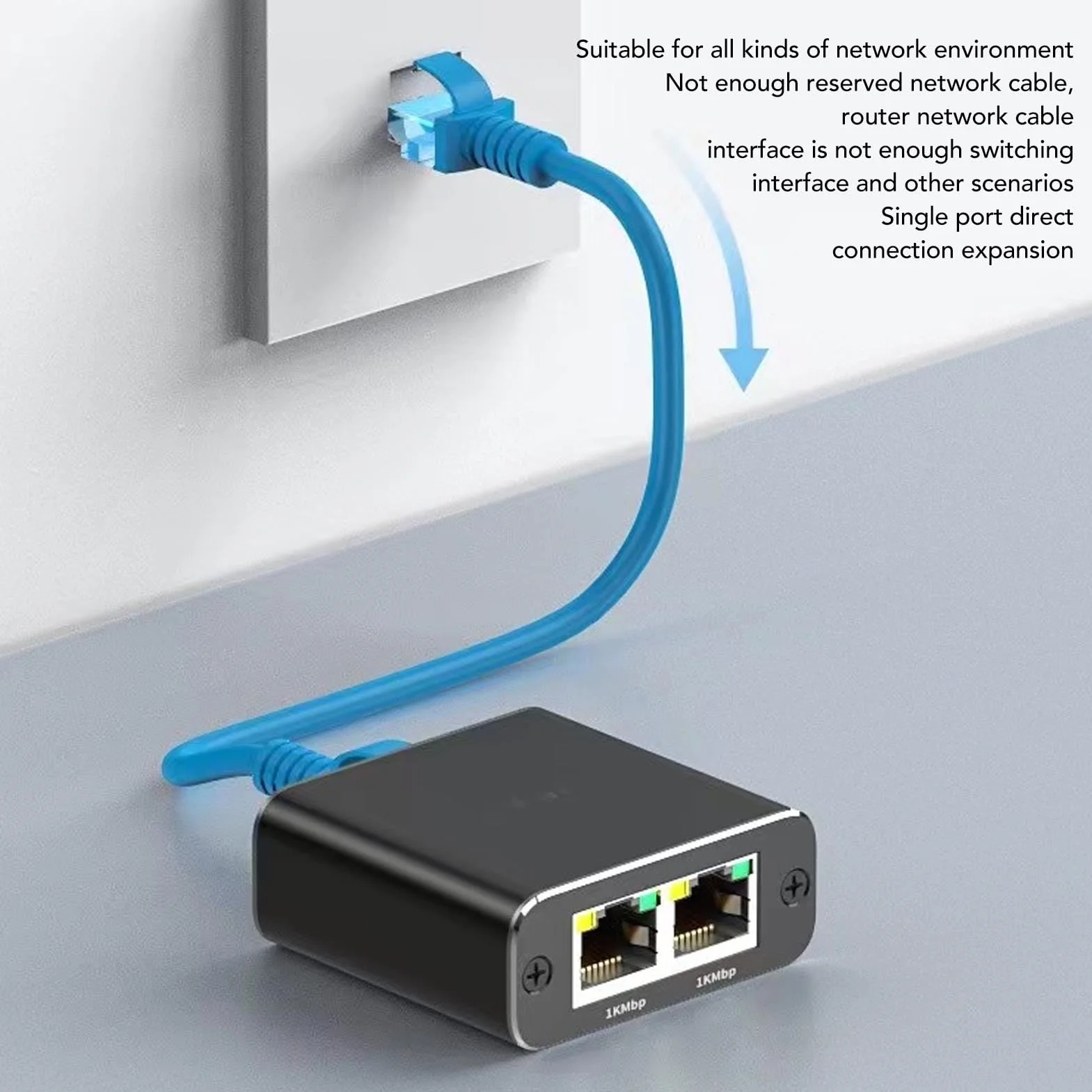 Rozdzielacz Ethernet RJ45 1 do 2, Adapter Rozgałęźnika Gigabit LAN Cat5 Cat5e Cat6 Cat7