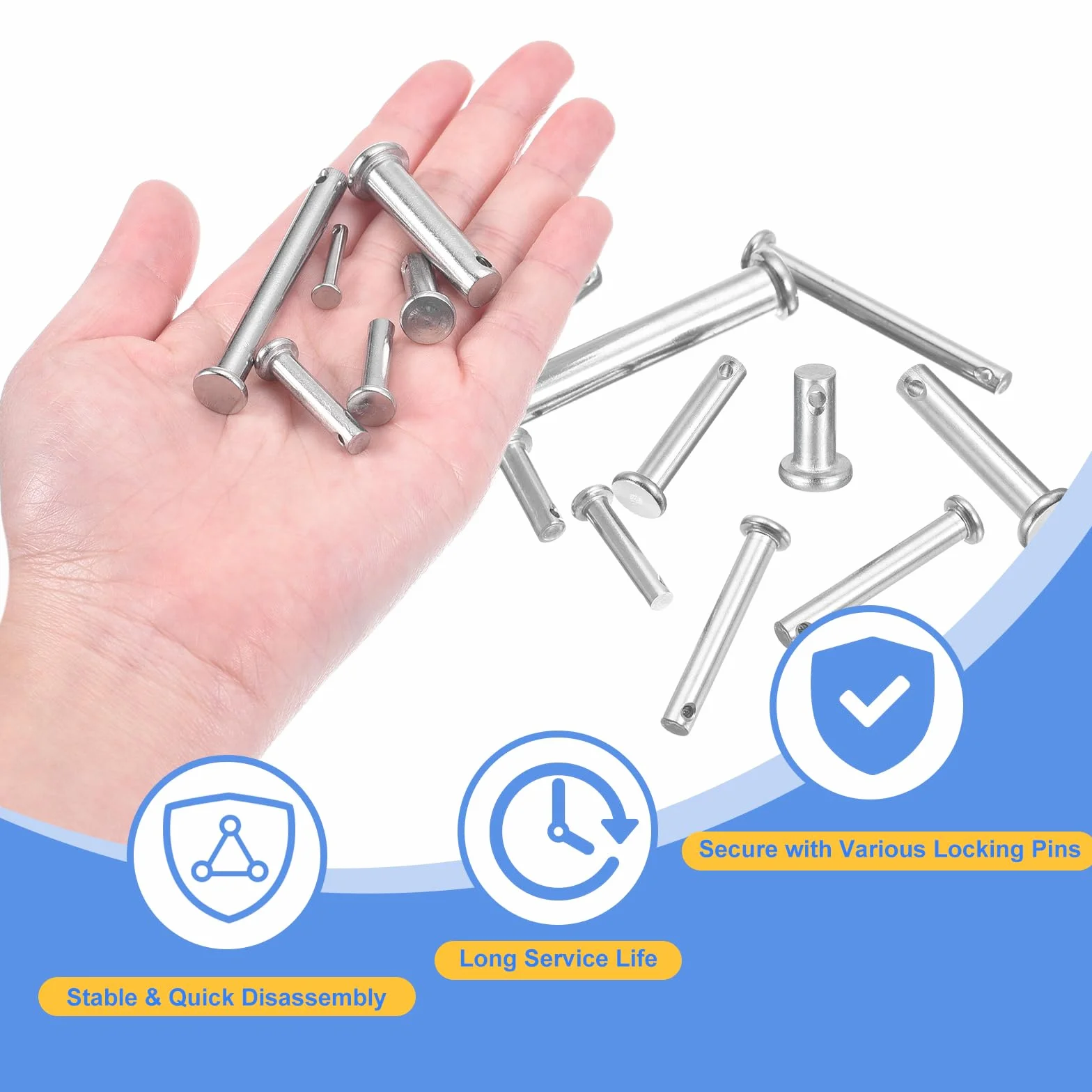 QUARKZMAN 6 sztuk M6 x 20 mm wkręty jednootworowe z płaską głowicą 304 Clevis Pins do przyczep, mechaniki, montaż mebli, wyposażenie przemysłowe