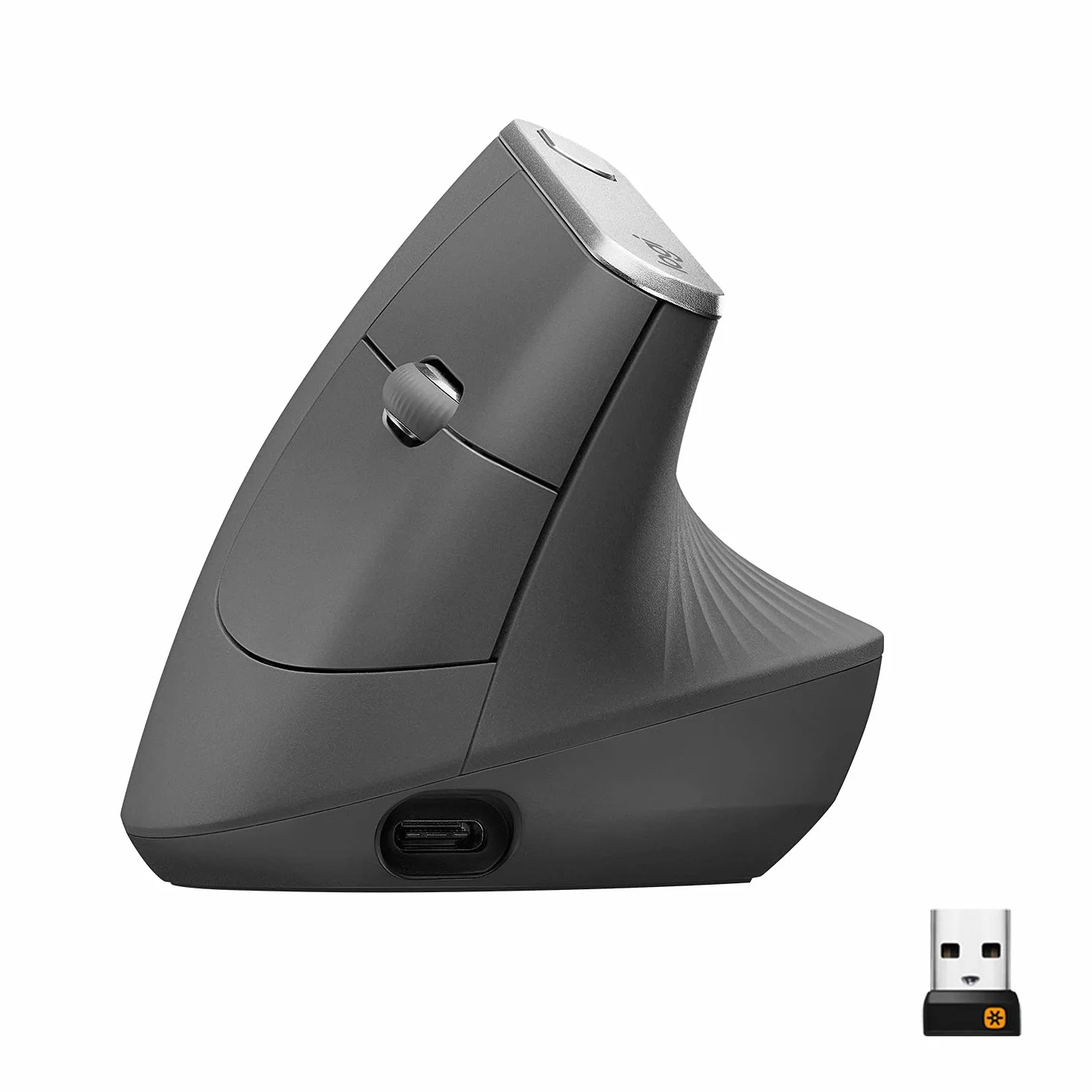 Logitech MX Vertical Ergonomiczna mysz dla wielu urządzeń, bezprzewodowa Bluetooth lub 2,4 GHz z USB Unifying, optyczne śledzenie 4K DPI, 4 przyciski, szybkie ładowanie, PC/Mac/iPad - Czarny