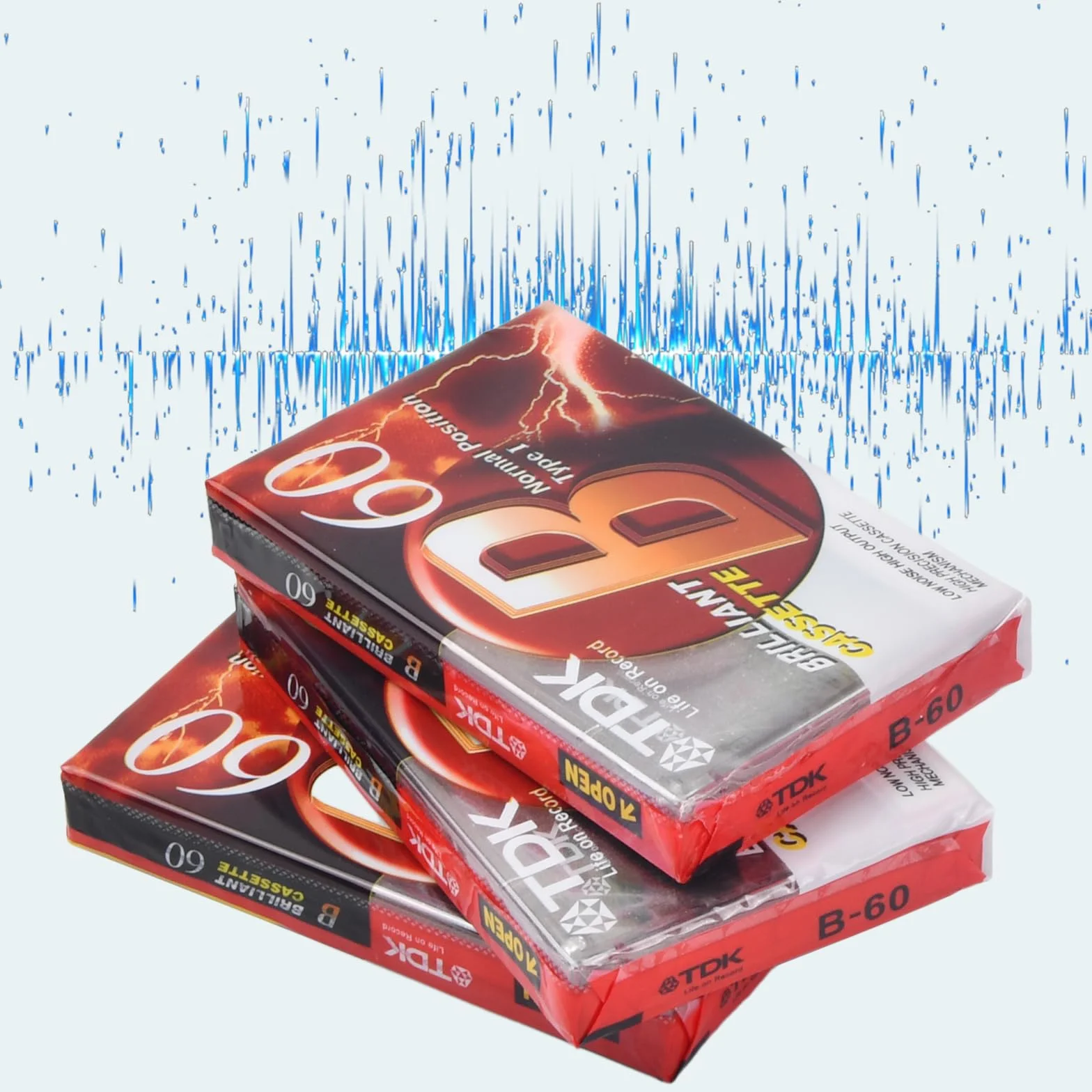 Kasety audio 60 minut Low Noise puste przezroczyste etui 10 sztuk