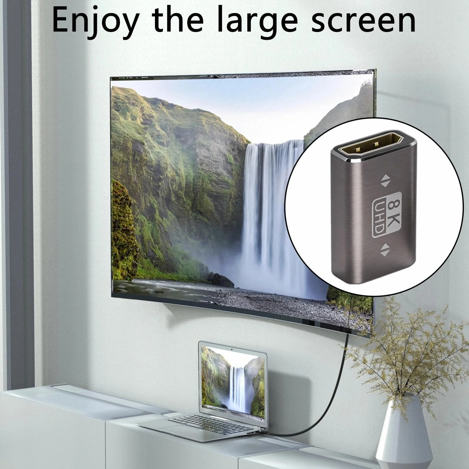 HENGBIRD Złącze HDMI 8K na gniazdo, 2 sztuki, przedłużacz HDMI, adapter HDMI 2.1, złącze HDMI, złącze przedłużające do kabla HDMI, monitora, telewizora, projektora, laptopa, PC