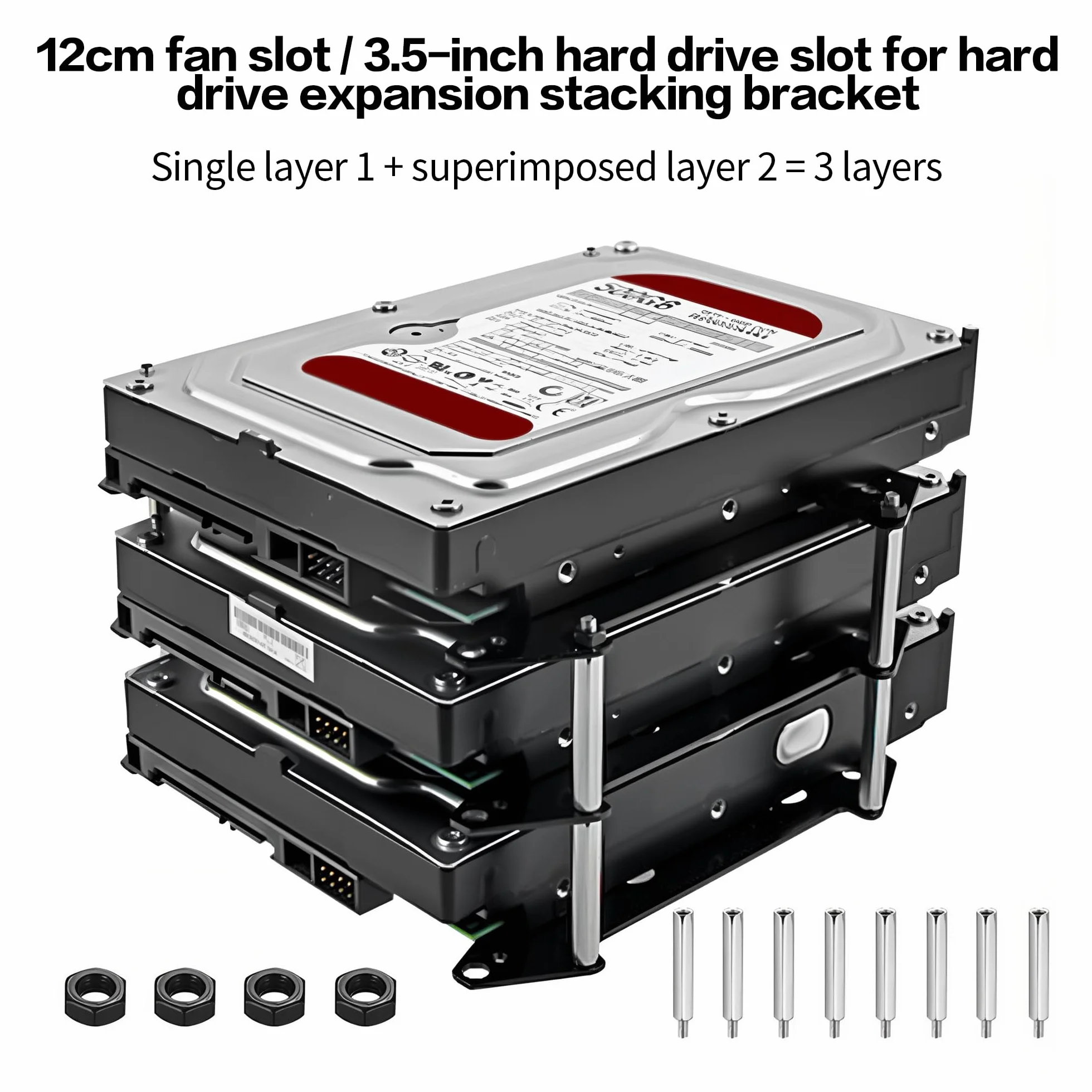 Metalowy uchwyt na dysk twardy HDD/SSD 2,5/3,5 cala do wentylatorów 8/12 cm