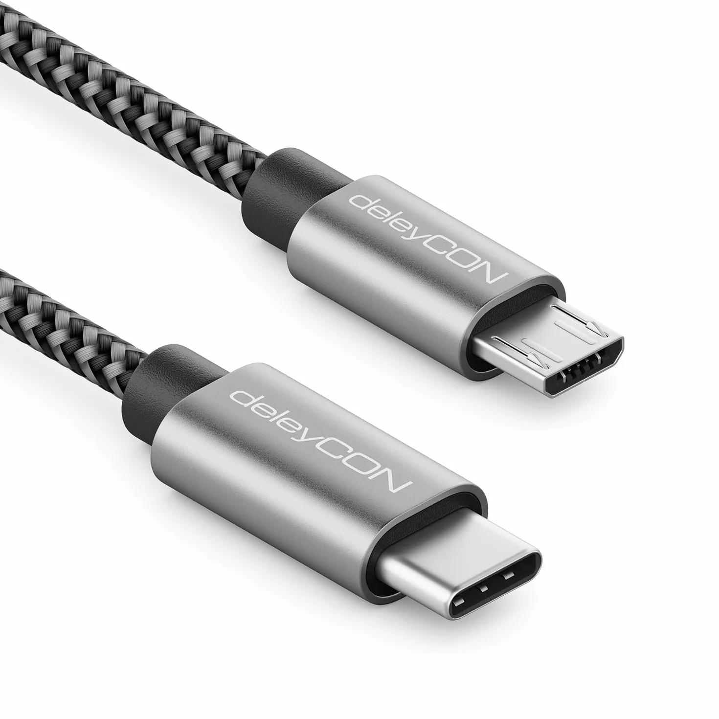 deleyCON 2m Kabel USB-C do Micro USB ładowanie danych czarny