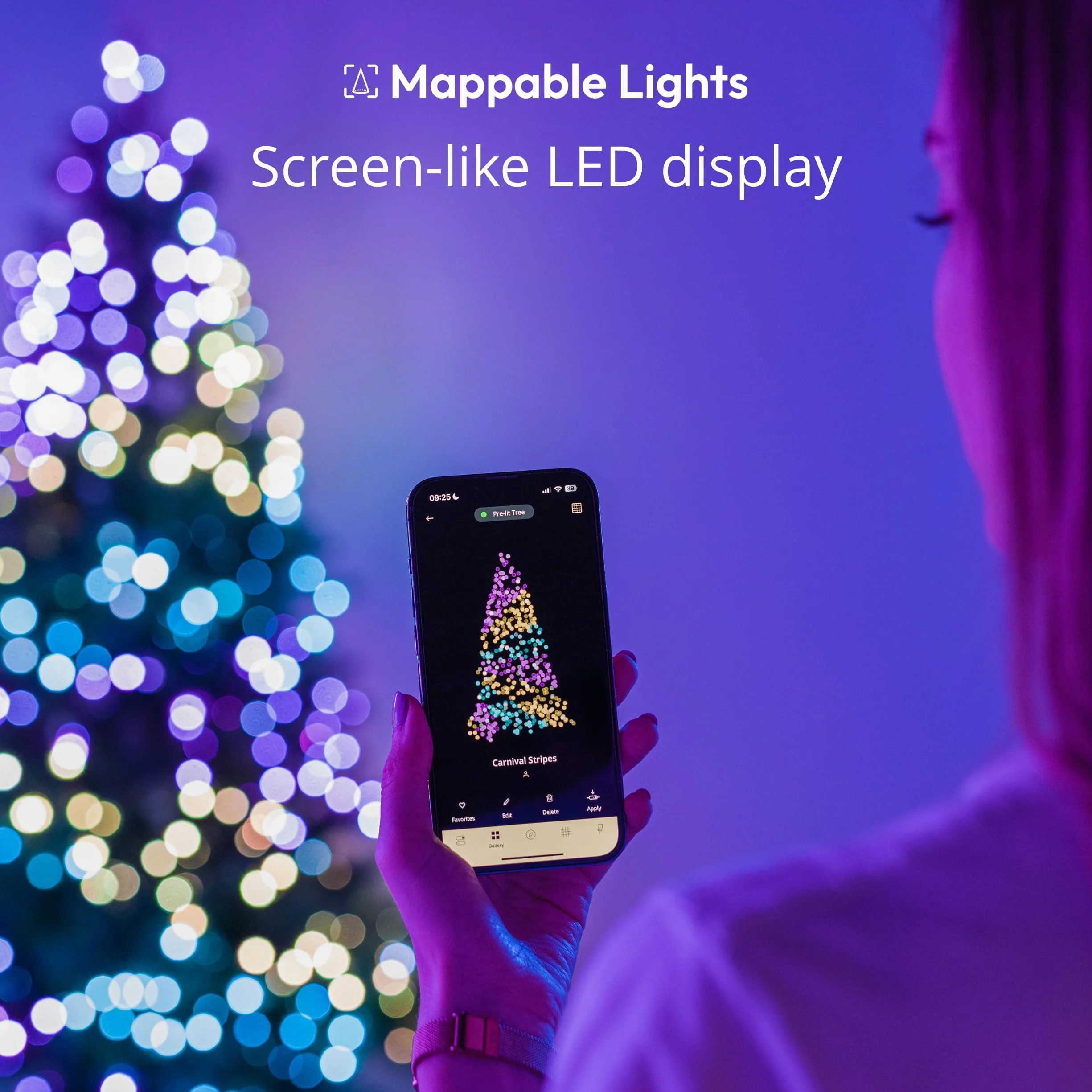 Twinkly Strings 250 LED RGB, łańcuch świetlny LED do użytku na zewnątrz i wewnątrz, inteligentne światła LED, kompatybilny z Alexa i Google Home, IP44, dekoracja bożonarodzeniowa, sterowanie