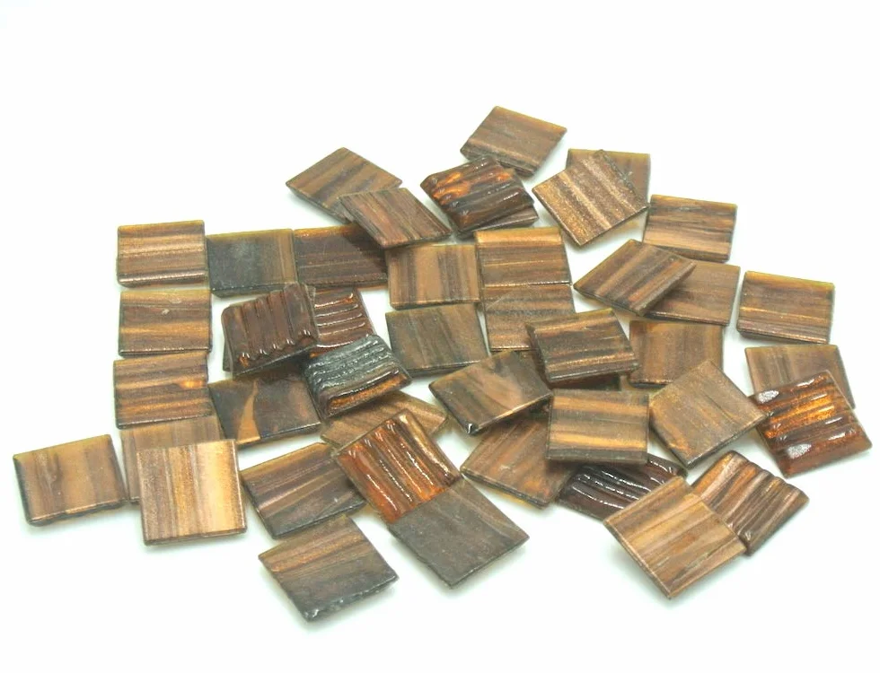 kamień mozaikowy ze złotymi nitkami mozaika szklana o teksturze miedzi 2 x 2 cm, 130 g (około 43 sztuk), ciemnobrązowy