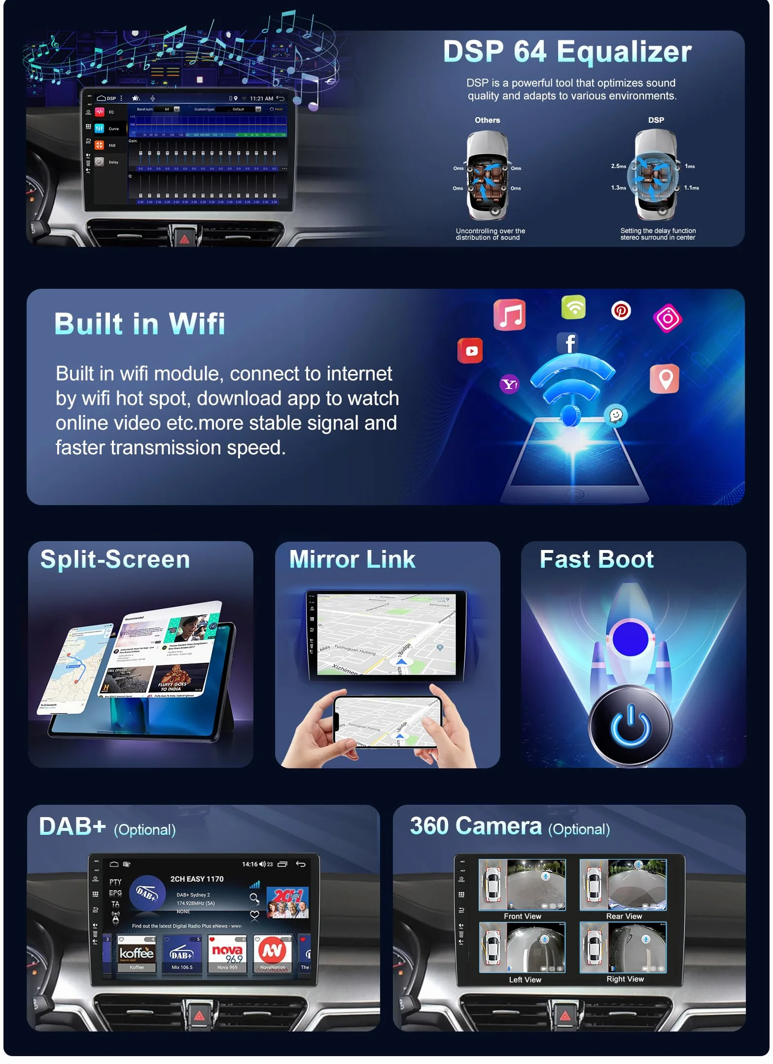 25.4 cm IPS 6G+128G Double Din Android 14 do Nissan X-Trail/T32/Qashqai/J11/T31/J10 2013-2017 Radioodtwarzacz GPS Navi SWC USB DAB FM AM WiFi Carplay DSP