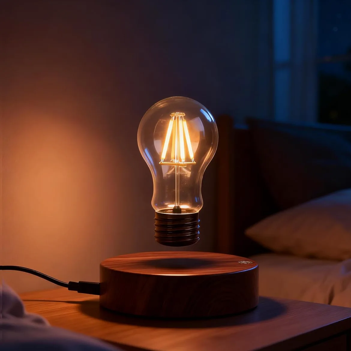 UVEHAS Lampa lewitująca, magnetyczna lampa LED, lampa na biurko, lampa lewitująca, obracająca się lampka nocna na kreatywne prezenty, do domu, biura, dekoracja stołu