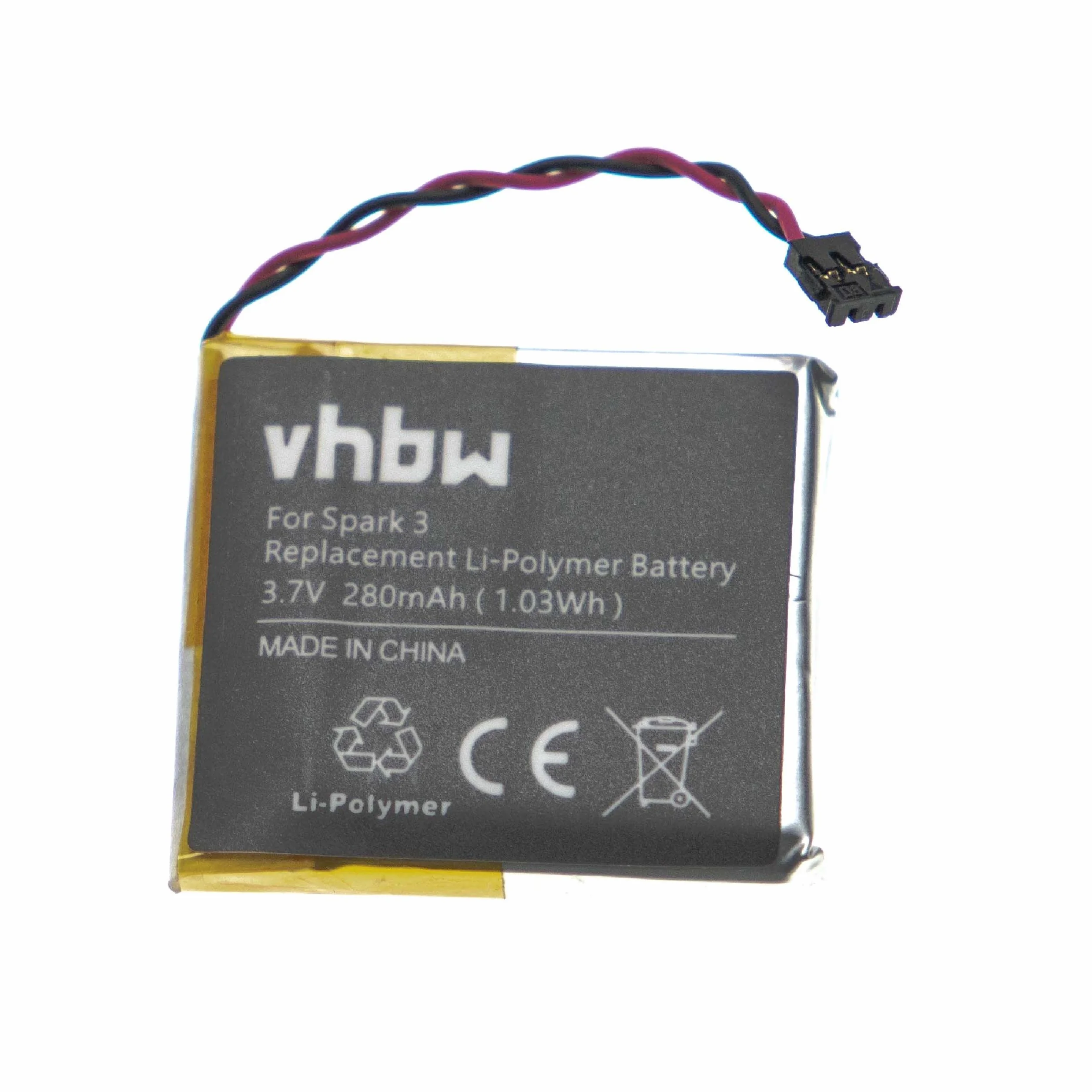 vhbw Akumulator kompatybilny z Tomtom Runner 1, 2, 3 Smartwatch 280 mAh 3,7 V litowo-polimerowy