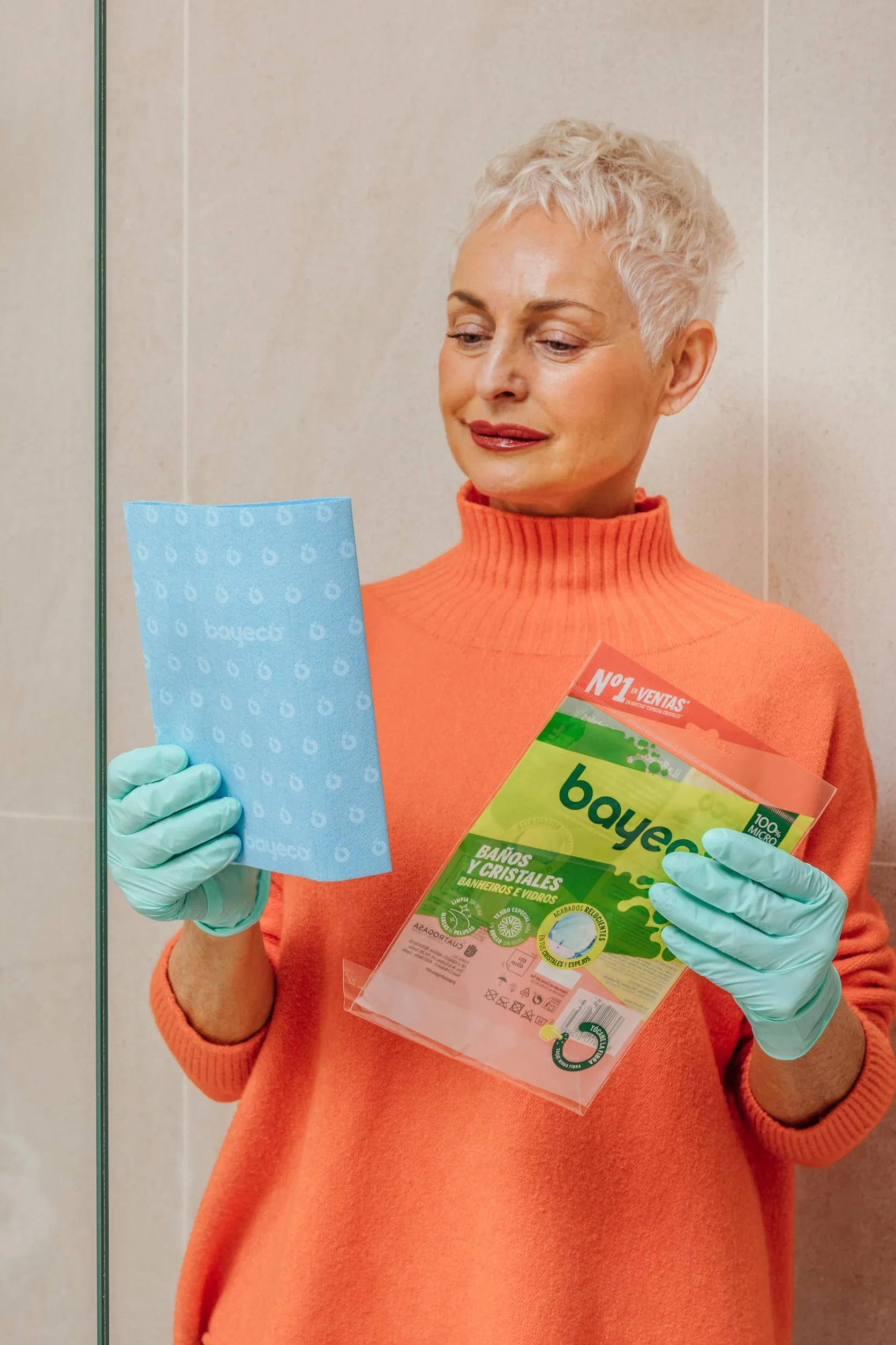 Bayeco - Wanna do szkła i łazienki - Doskonałe rozwiązanie do luster, szkła i czyszczenia łazienki - Mata z mikrofibry o dużej chłonności - Bez smug i kłaczków