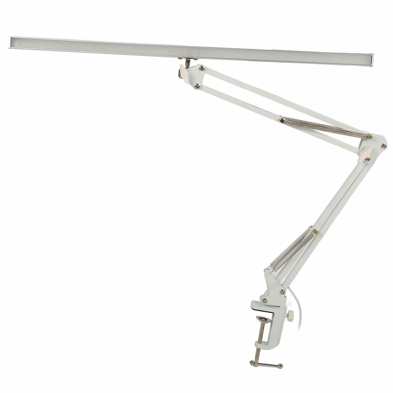 Lampa Biurkowa z Klipsem, ramię Wahadłowe Lampa Biurkowa LED Beauty Składane Ramiona 3 Kolory Regulowane za pomocą Zacisku do Salonu Piękności do Nauki (Srebrny zacisk)