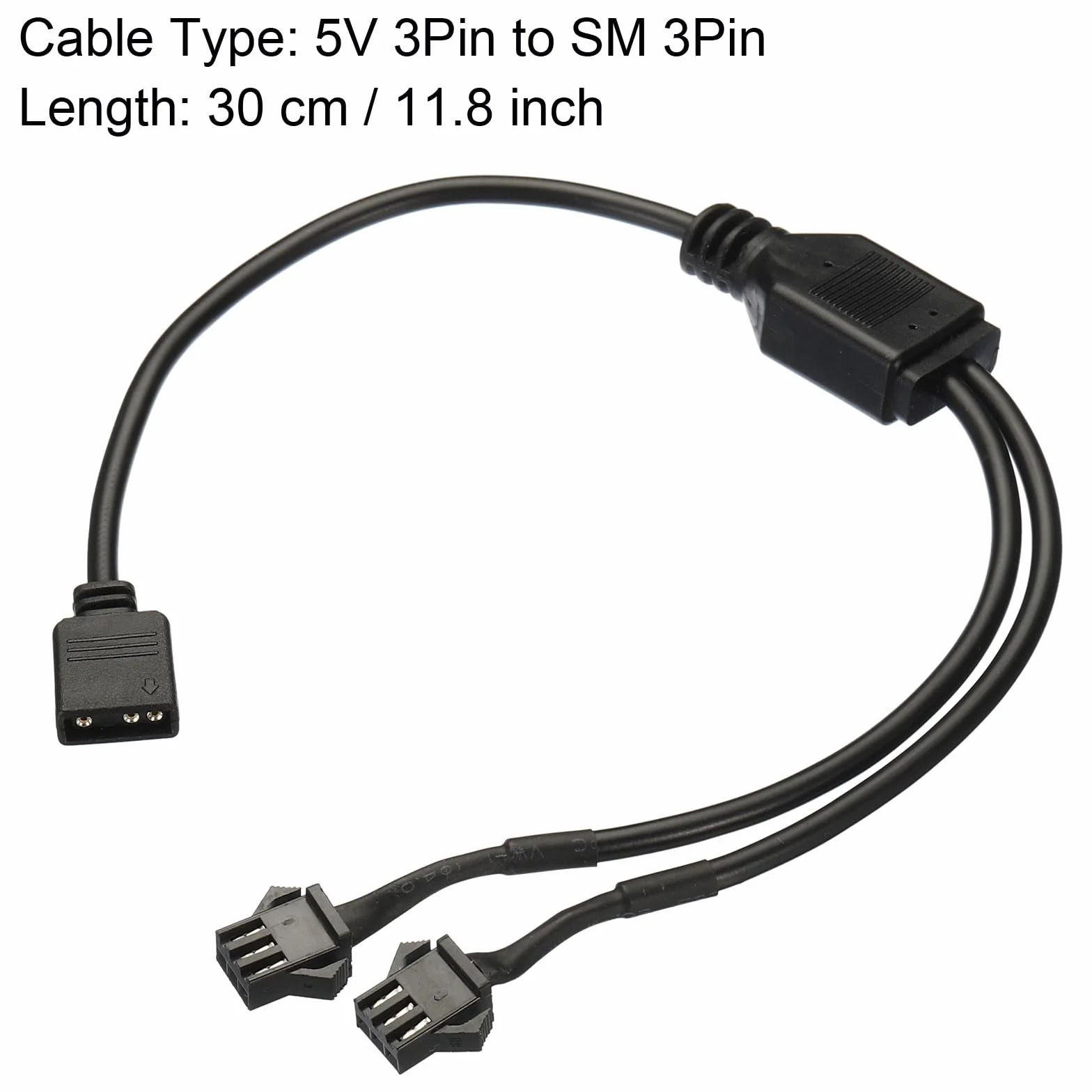 sourcing map ARGB rozdzielacz 5 V 3-pinowy do SM 3-pinowy przedłużacz kabel adapter złącze reaguje na wydajność wentylatora PC, obudowa komputera, płyta główna, styl od 1 do 2