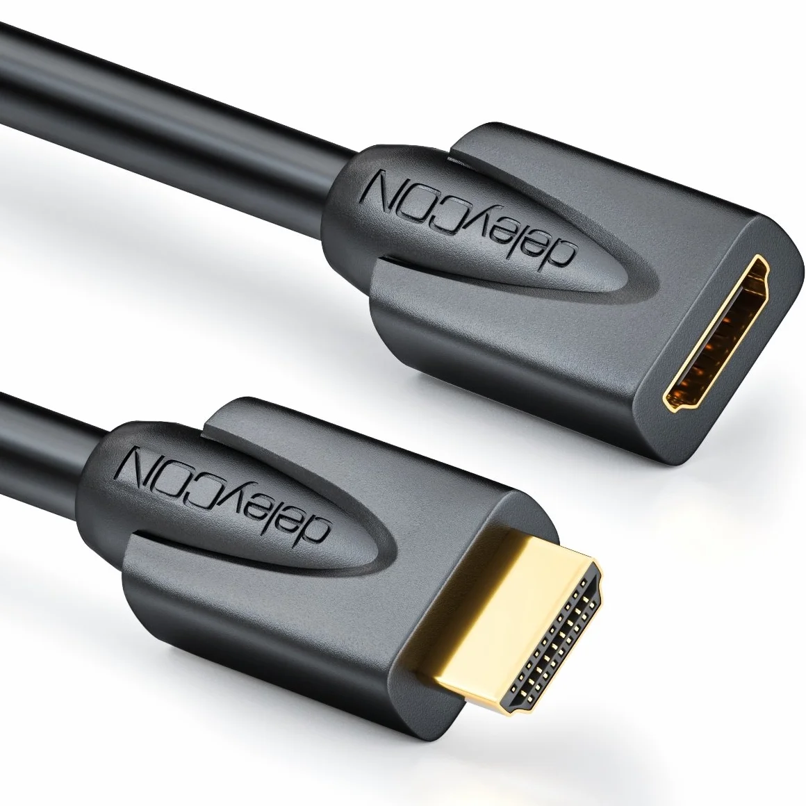 deleyCON 1m Przedłużacz HDMI - Kompatybilny z HDMI 2.0a/b/1.4a - UHD 4K HDR 3D 1080p 2160p ARC - Wysoka prędkość z Ethernetem - Czarny