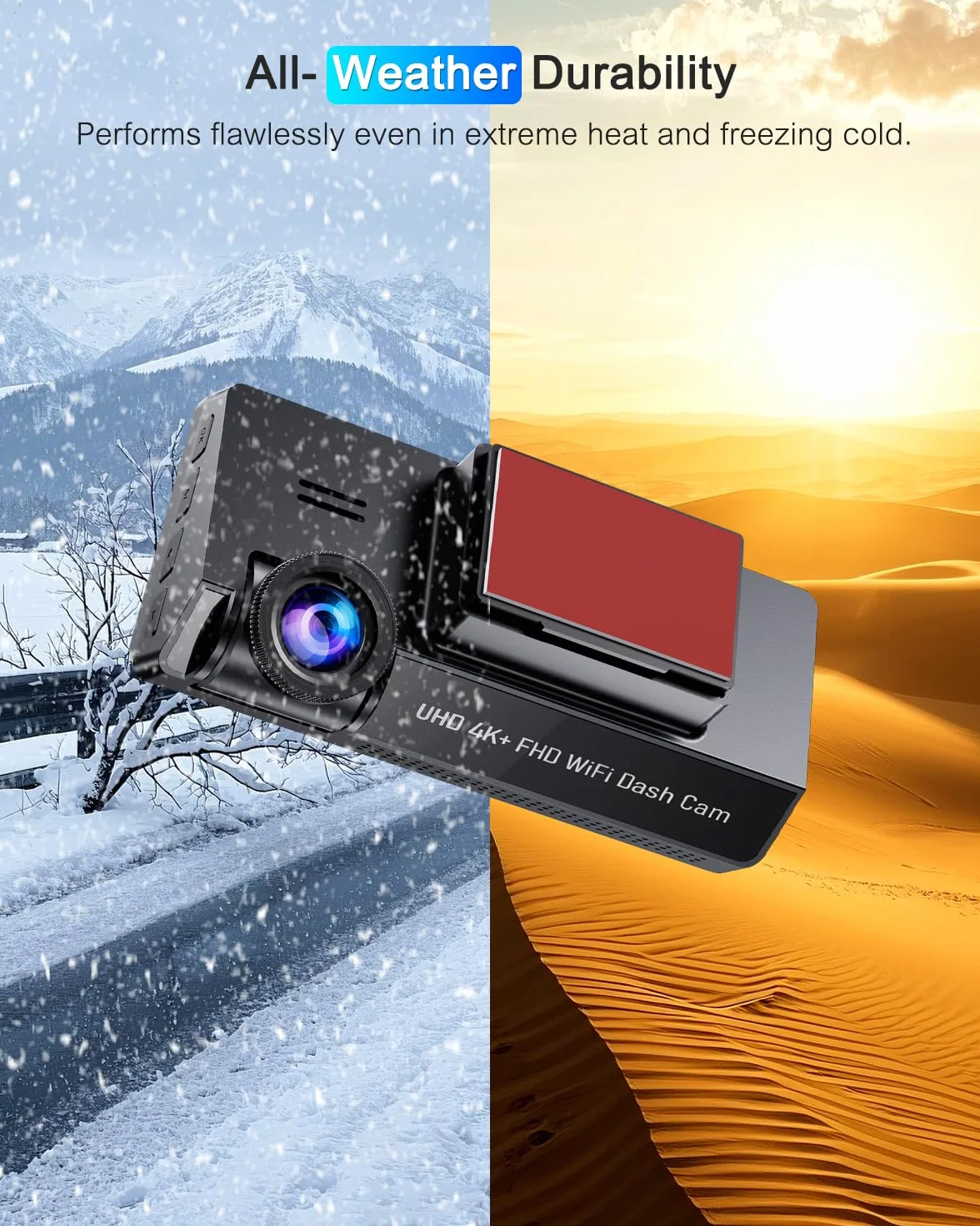 kamera samochodowa przód tył 4K+1080P z filtrem CPL,Kamera samochodowa obracana o 360°,karta SD 64 G,5GHz WiFi Dash Cam, ekran 3,69",170°+140°,czujnik G,nagrywanie w pętli,monitorowanie parkowania