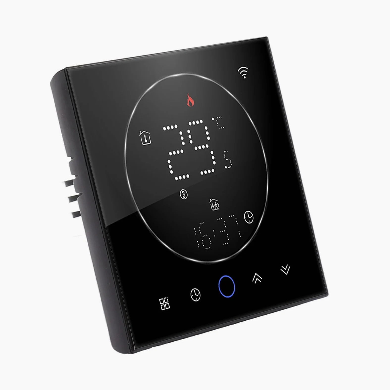 SIXRUN Programowalny Inteligentny Termostat Domowy Termostat z Ekranem Dotykowym WiFi AC 95 do 240 V 41 do 95F 16A Sterowanie Głosem 6-okresowe Programowanie Ogrzewania Elektrycznego Mieszkanie