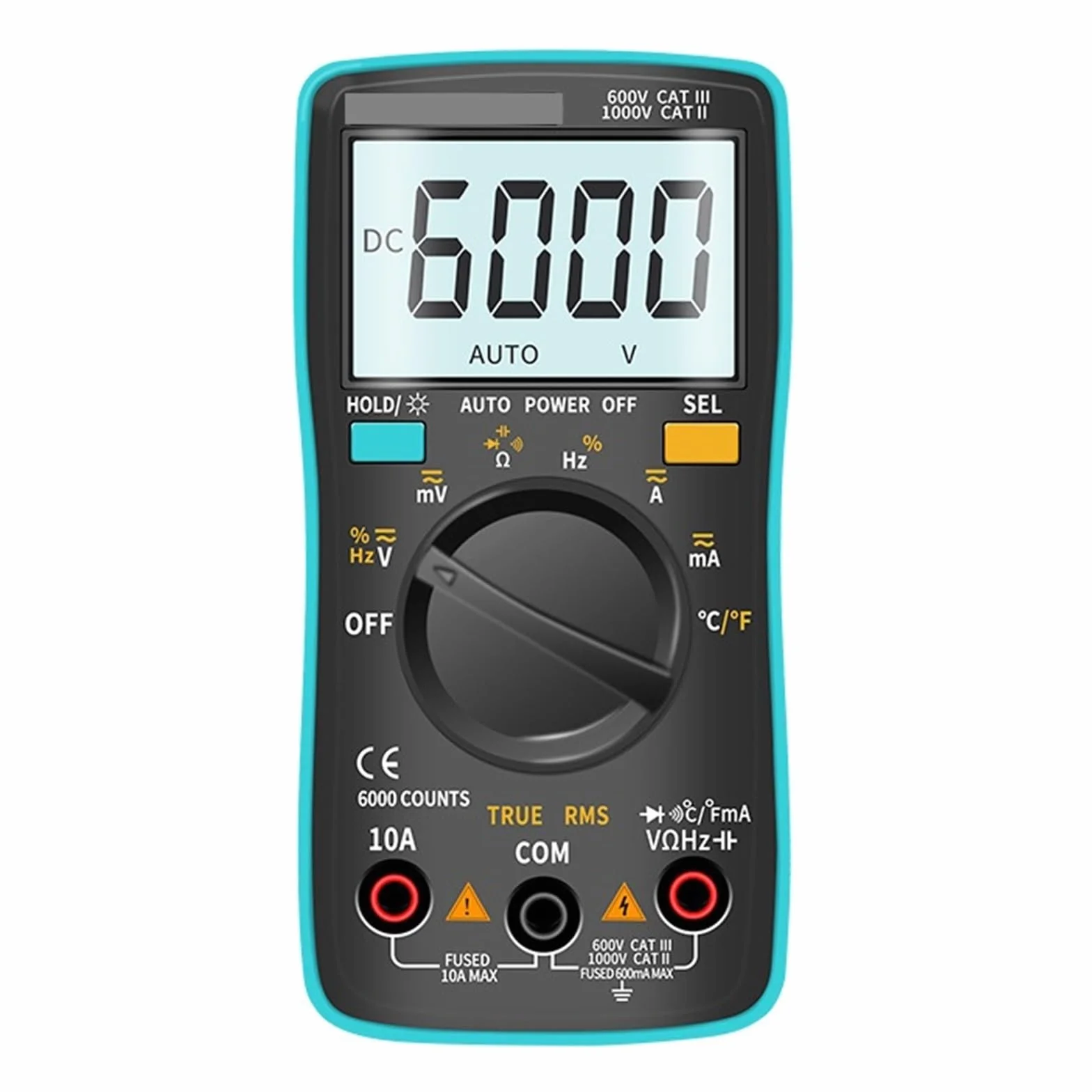 Cyfrowy Multimetr 6000 Zlicza Miernik Elektryczny Tester Próbnik Elektroniczny Auto Rang AC/DC Napięcie Procesu Kalibrator Szybko Dokładnie Łatwy Odczyt(102)