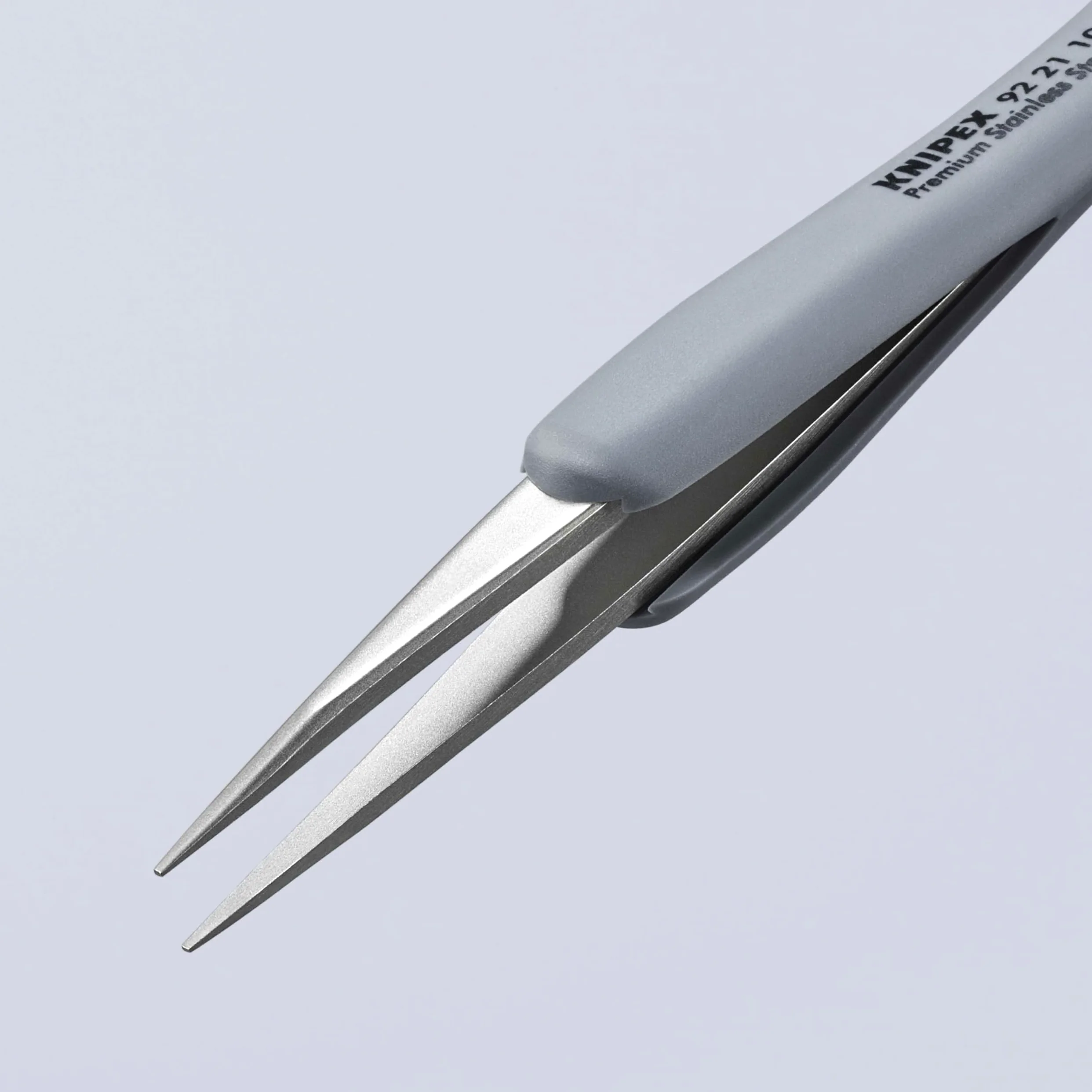 KNIPEX Pęseta precyzyjna z gumowanymi uchwytami ESD Nierdzewna, antymagnetyczna, rozpraszająca ładunki elektrostatyczne 123 mm, 92 21 10 ESD