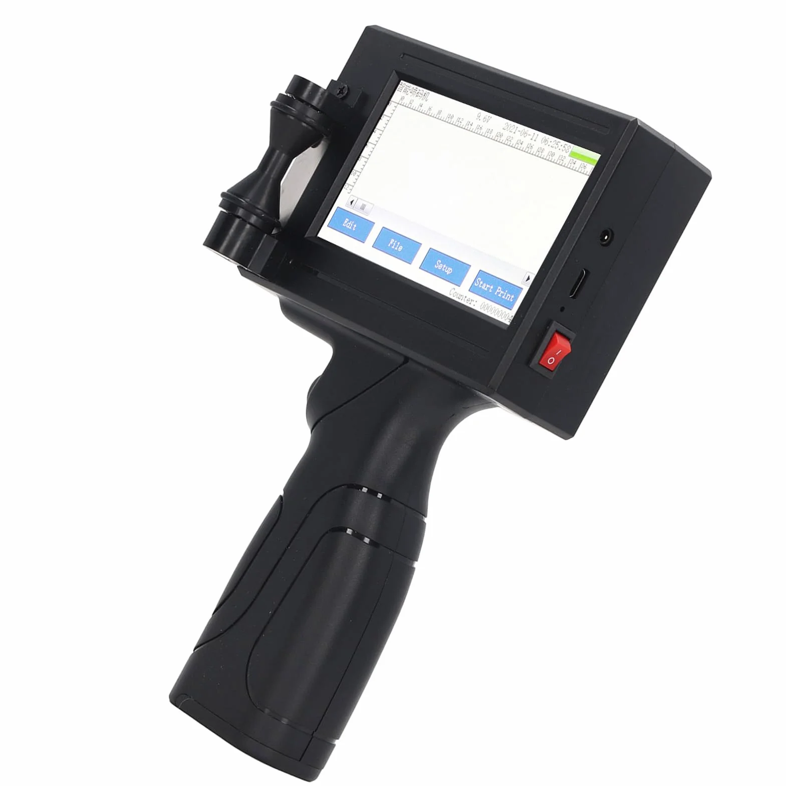 Ręczna Drukarka Atramentowa, Ręczny Pistolet do Drukarek Atramentowych SC18 12,7 Mm z Ekranem Dotykowym LED o Przekątnej 4,3 Cala, Przenośna Maszyna do Kodowania Atramentowego
