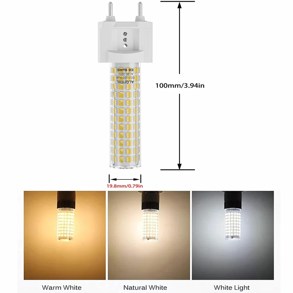 G12 LED 15 W, dwukierunkowa żarówka kukurydziana (odpowiednik 120 W Halogen/żarowa), 1500 lumenów, oświetlenie sufitowe, projektor do domu, ulicy, garażu, krajobrazu, magazynu, 4 sztuki (naturalna