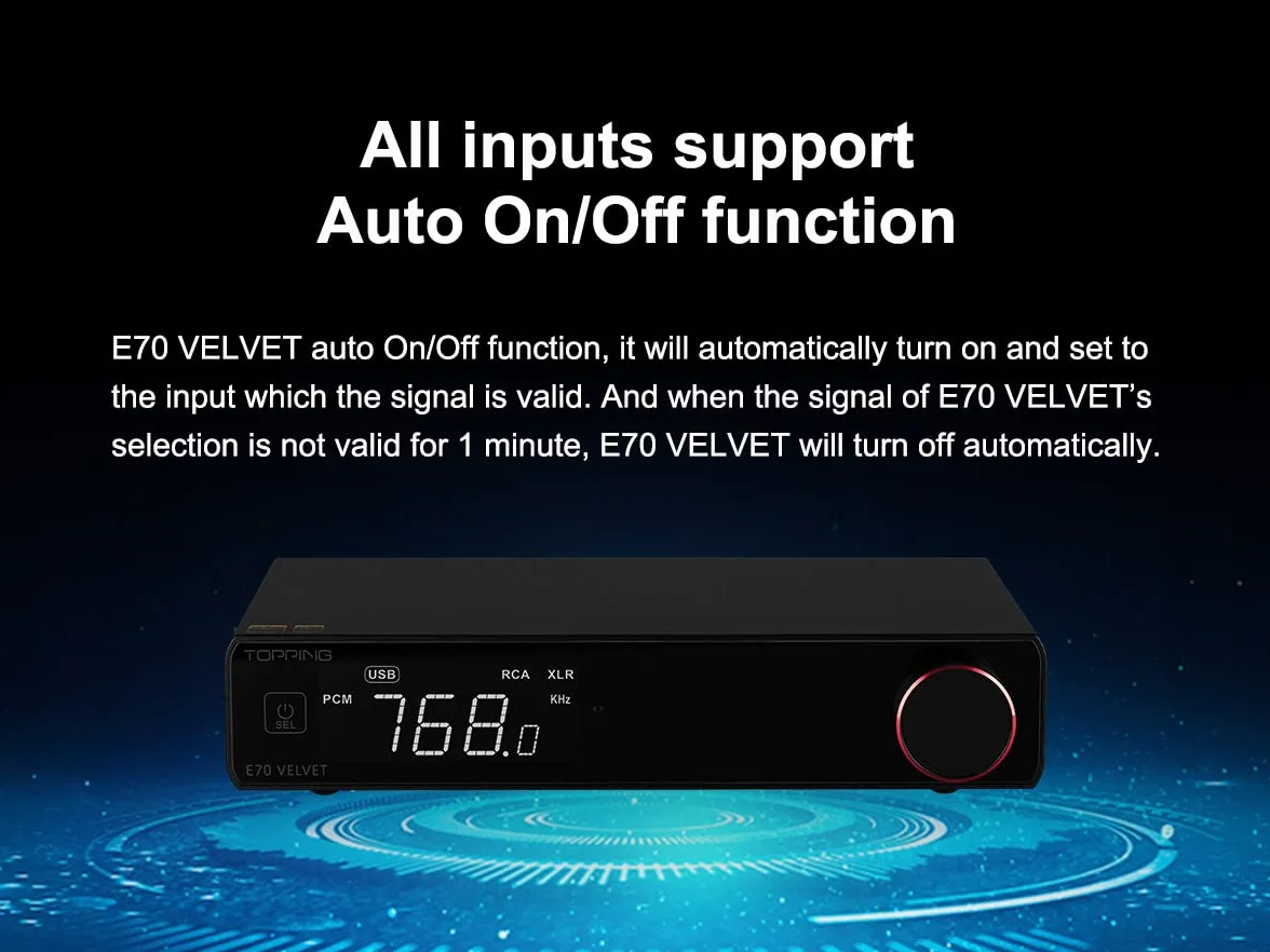 Topping E70 Velvet DAC AK4499EX XU316 DSD512 PCM768 kHz Bluetooth 5.1 LDAC 24 bit/96kHz srebrny