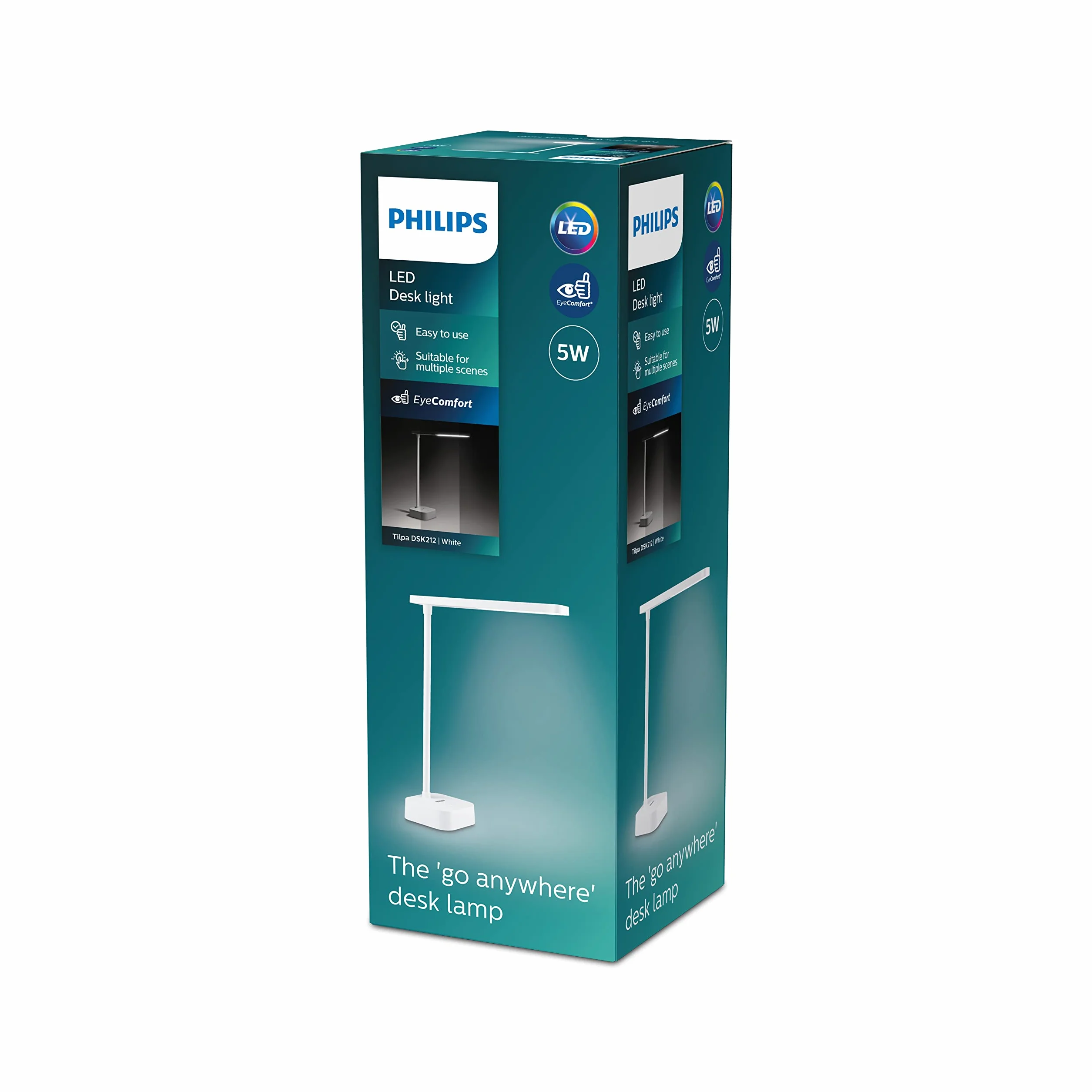 Philips LED Lampka biurkowa Performance Tilpa DSK212, 5 W, 5000 K, biała, możliwość przyciemniania, USB