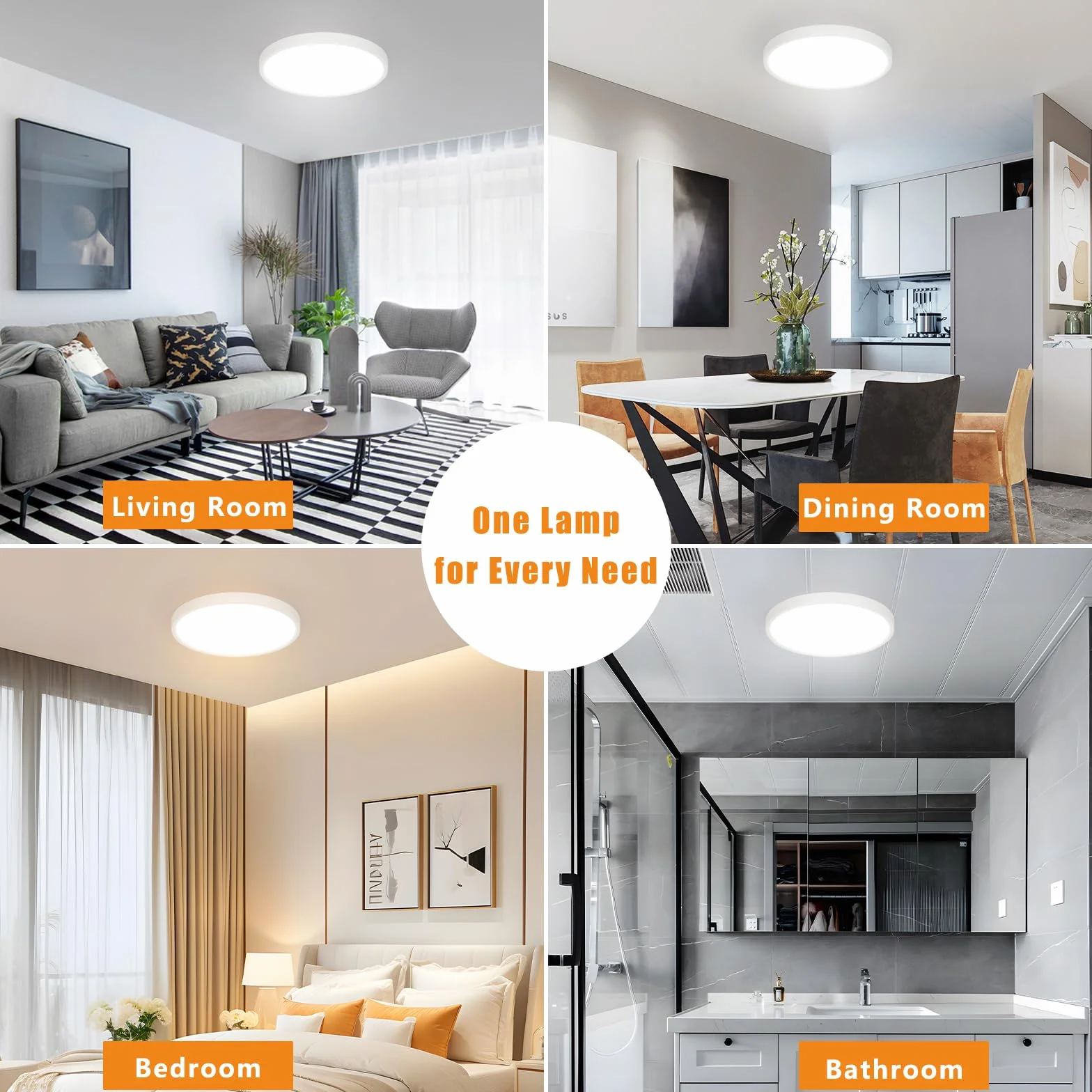 Comely Regulowana Lampa Sufitowa, Średnica 30 cm 24W Plafon LED Do Sypialni IP44, 3000K-6500K 2160 lm Do Kuchni, Sypialni, Korytarza, Łazienki, Salonu