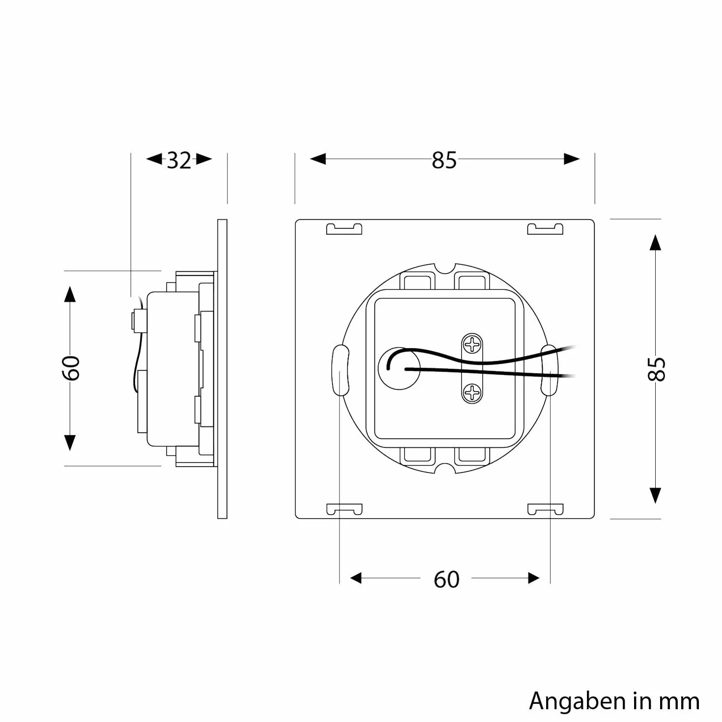 ledscom.de Lampa schodowa LED wpuszczana ścienna FOW downlight kątowa 85 x 85 mm chłodna biel