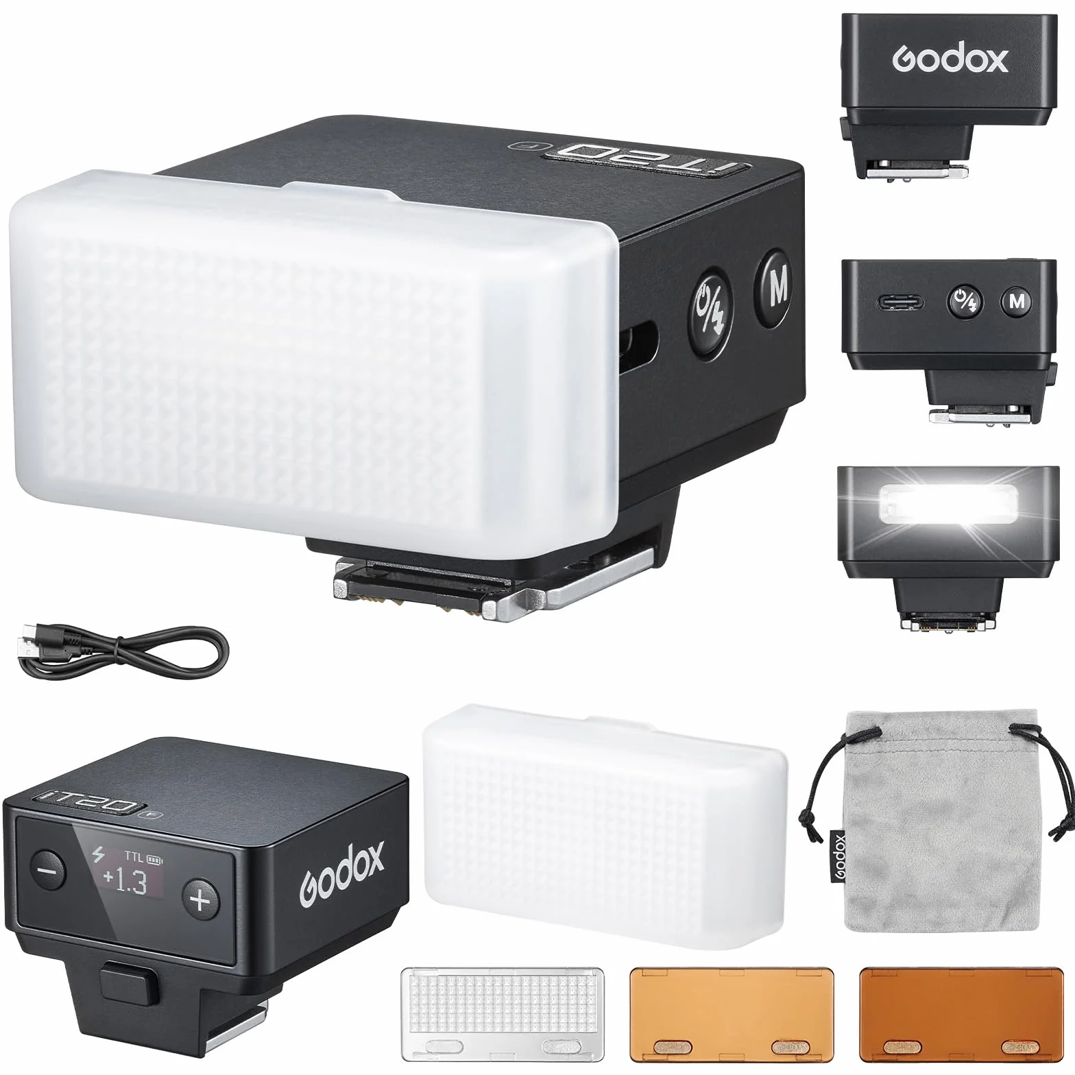 Godox iT20-F Speedlite lampa błyskowa TTL 6 poziomów mocy 700 błysków czarny