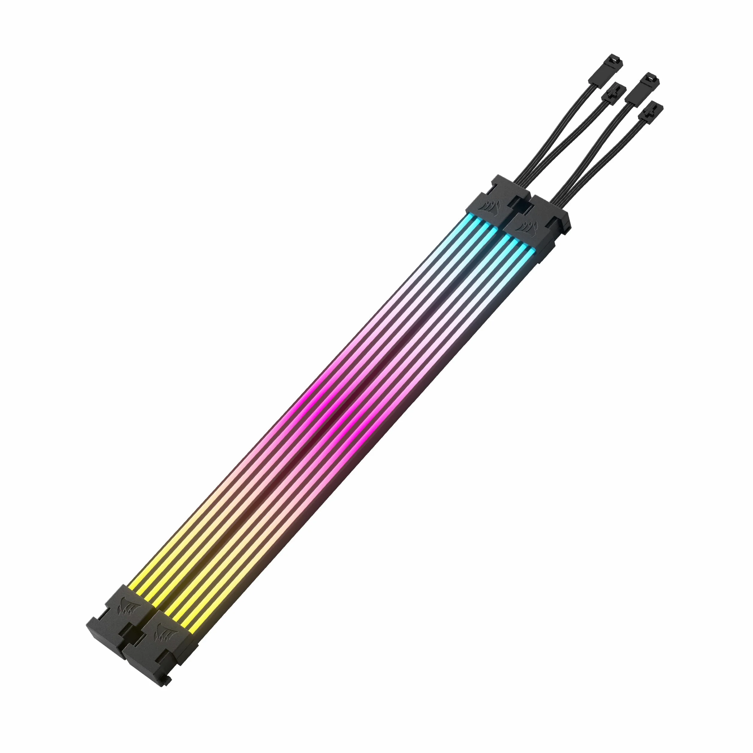 CORSAIR iCUE ARGB Paski Kablowe Do Zasilacza – 2 Paski LED 200 mm – 100 Diod LED RGB Na Pasek – Pasują Do Każdego Babla Zasilacza – Sterowanie ARGB 5 V Na Płycie Głównej – Czarny